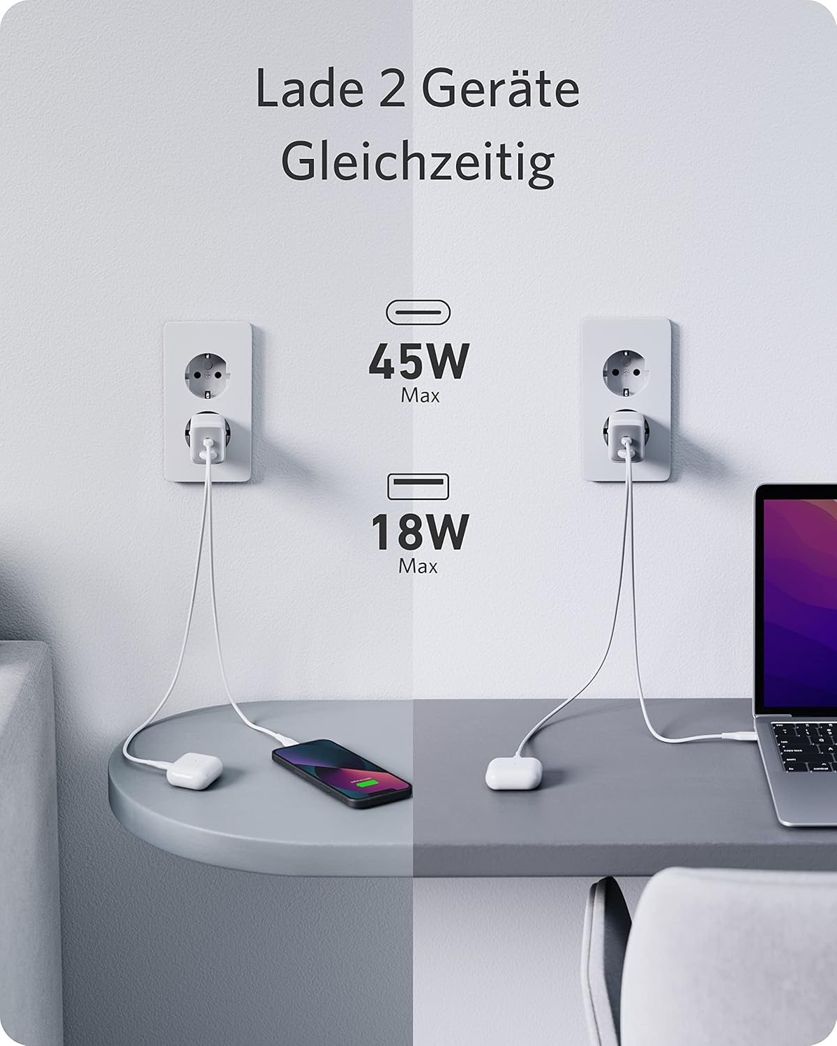 Anker USB C Ladeger?t, Kompaktes 65W 2-Port Netzteil (Frei) - Image 2