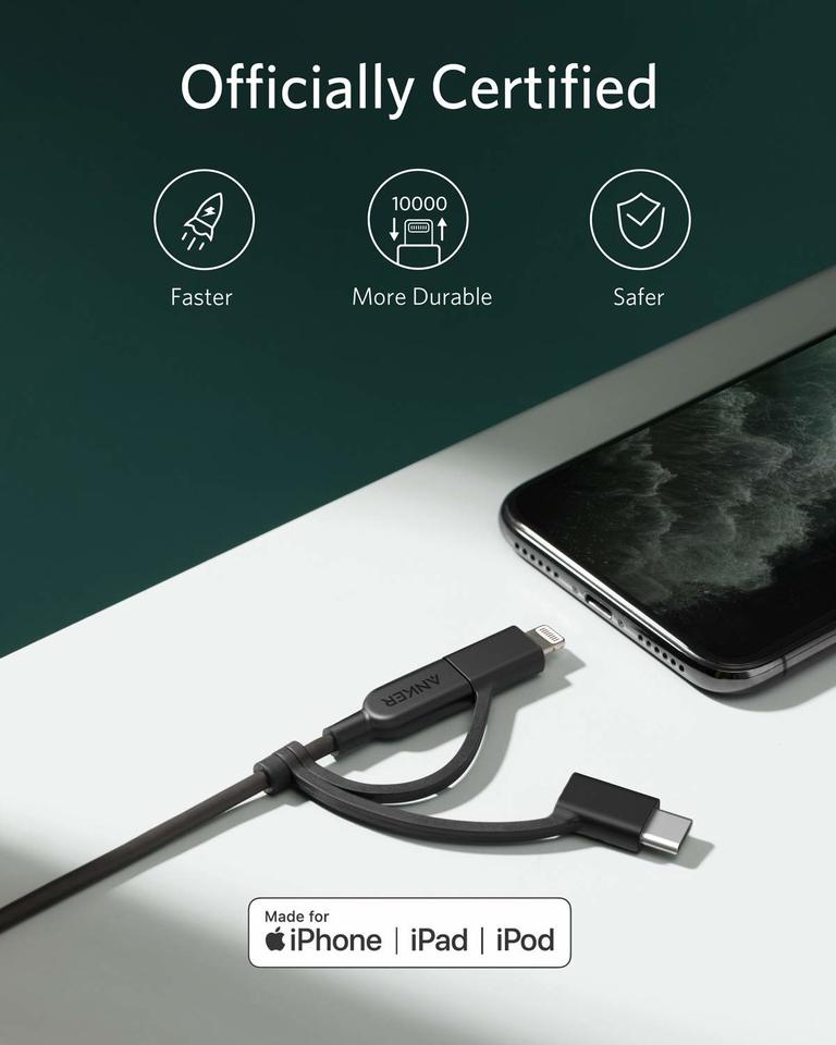 Anker 321 USB-A to Lightning Cable (3 ft 3-in-1) - Image 5