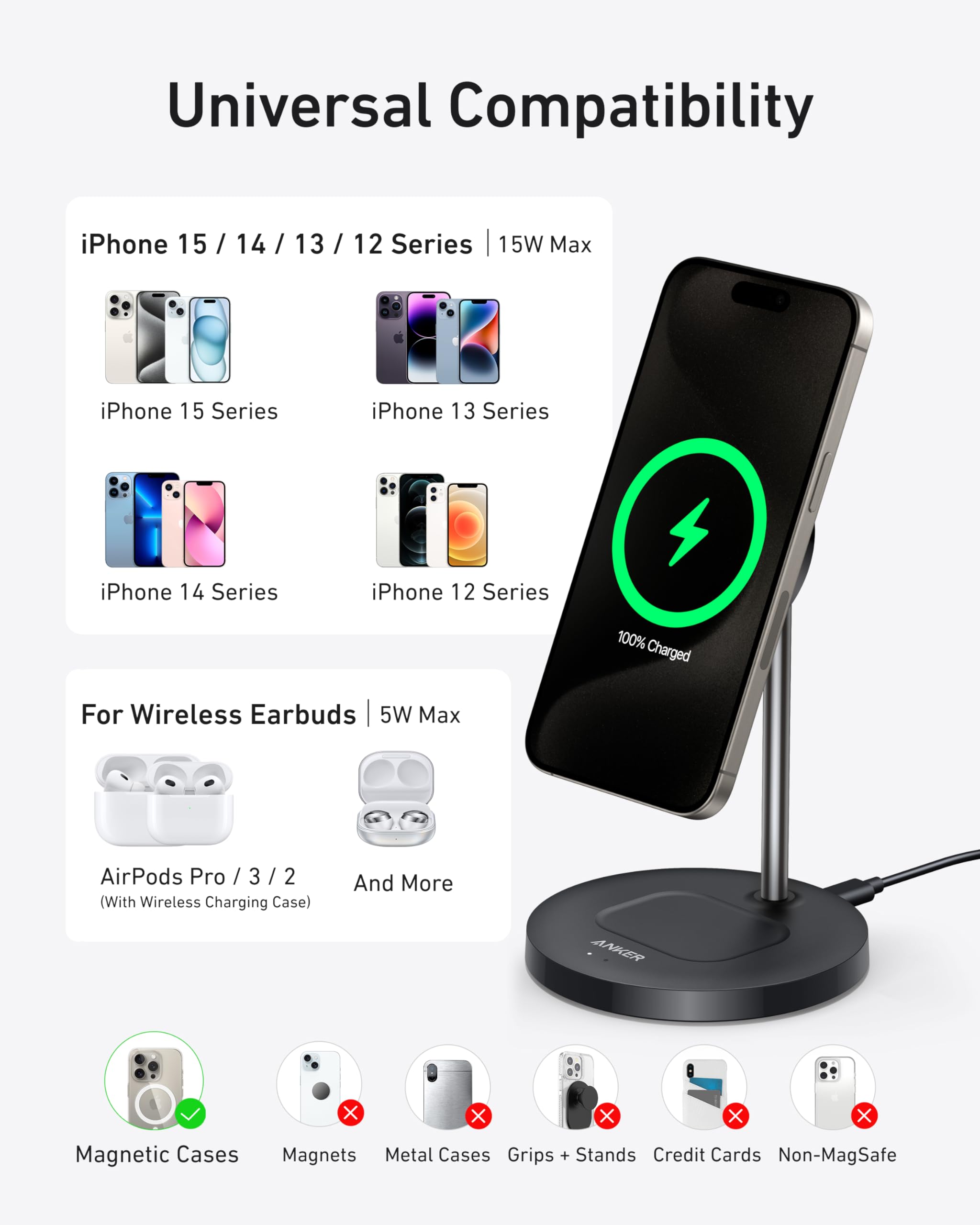 Anker Refurbished MagGo Wireless Charger (2-in-1, Stand) - Image 13