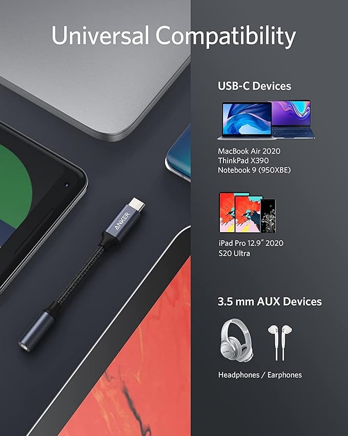 Anker Adaptateur USB-C Audio (3,5 mm, cable tress??) - Image 5