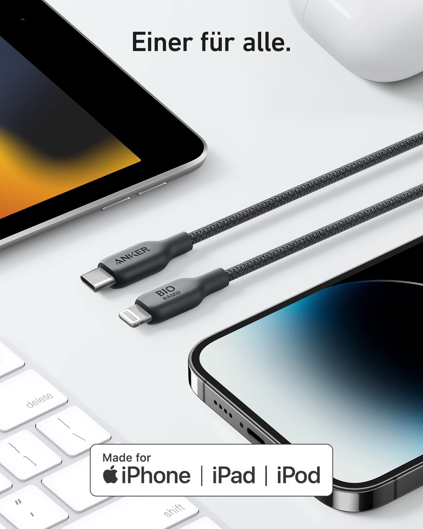 Anker 541 USB-C to Lightning Cable (3 ft / 6ft Bio-Nylon) - Image 6