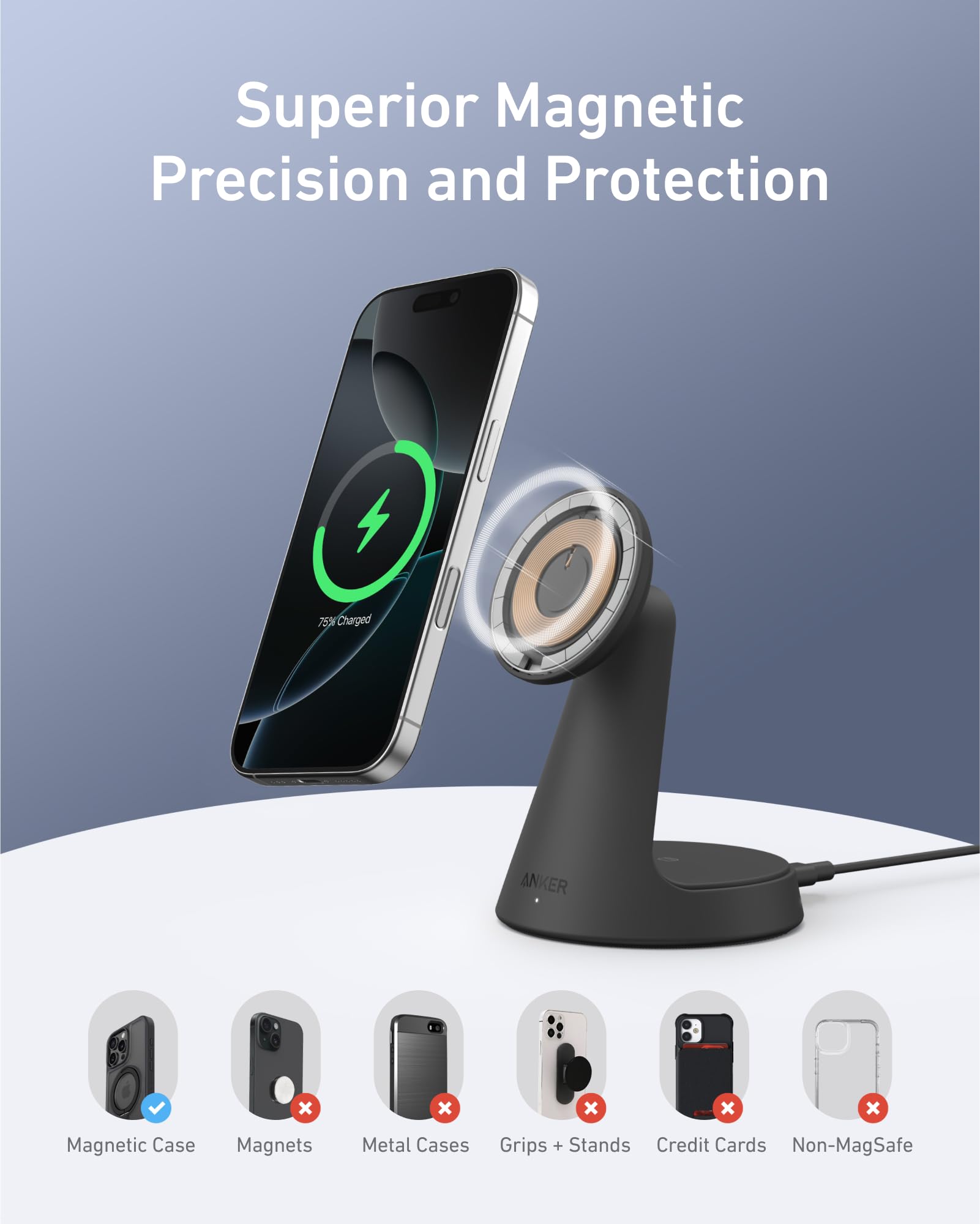 Anker MagGo Wireless Charger (2-in-1, Dock Stand) with USB-C Cable BOA - Image 6