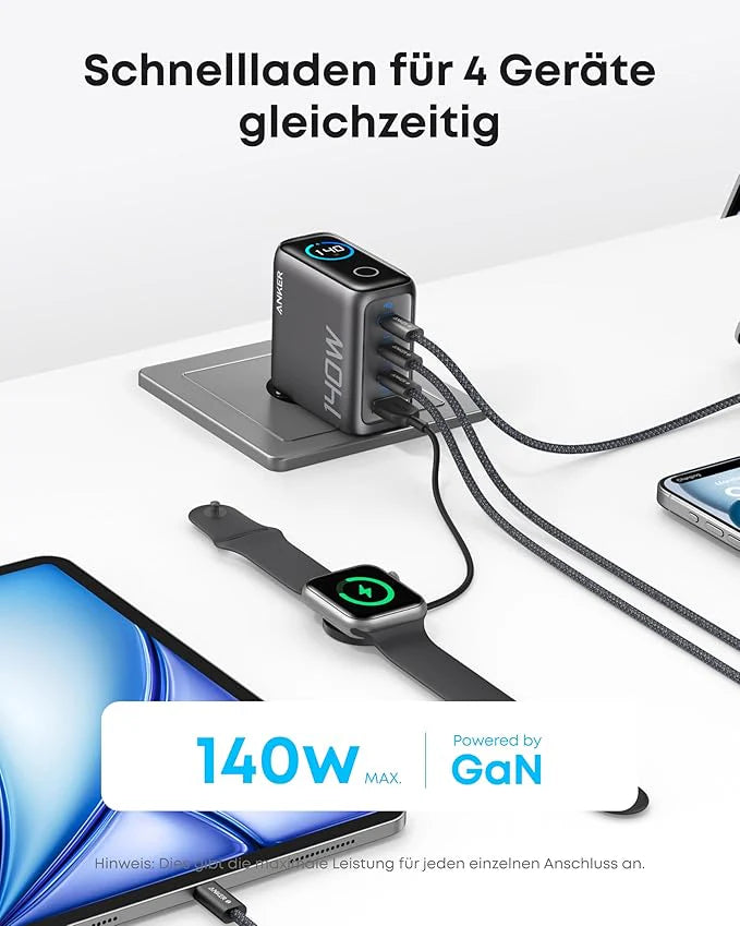 Anker Prime Kabellose Ladestation (3-in-1 St?nder)+ Ladeger?t (140W, 4-Port, PD 3.1) mit USB-C Kabel - Image 10
