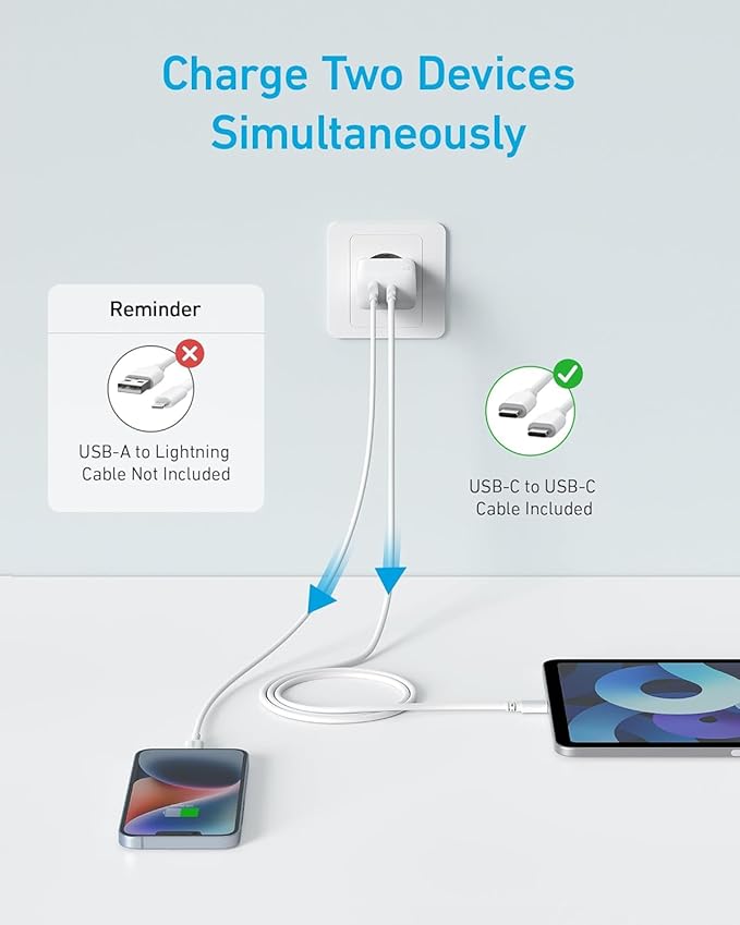 Anker Chargeur 20 W (iPhone/iPad, USB-C, cable 1,5 m) - Image 17