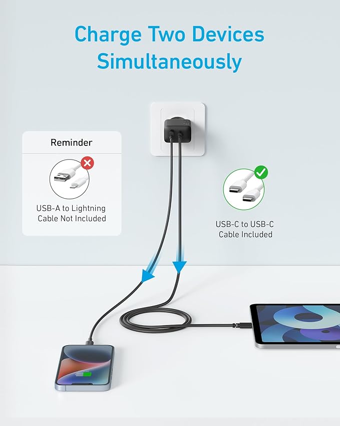 Anker Chargeur 20 W (iPhone/iPad, USB-C, cable 1,5 m) - Image 2