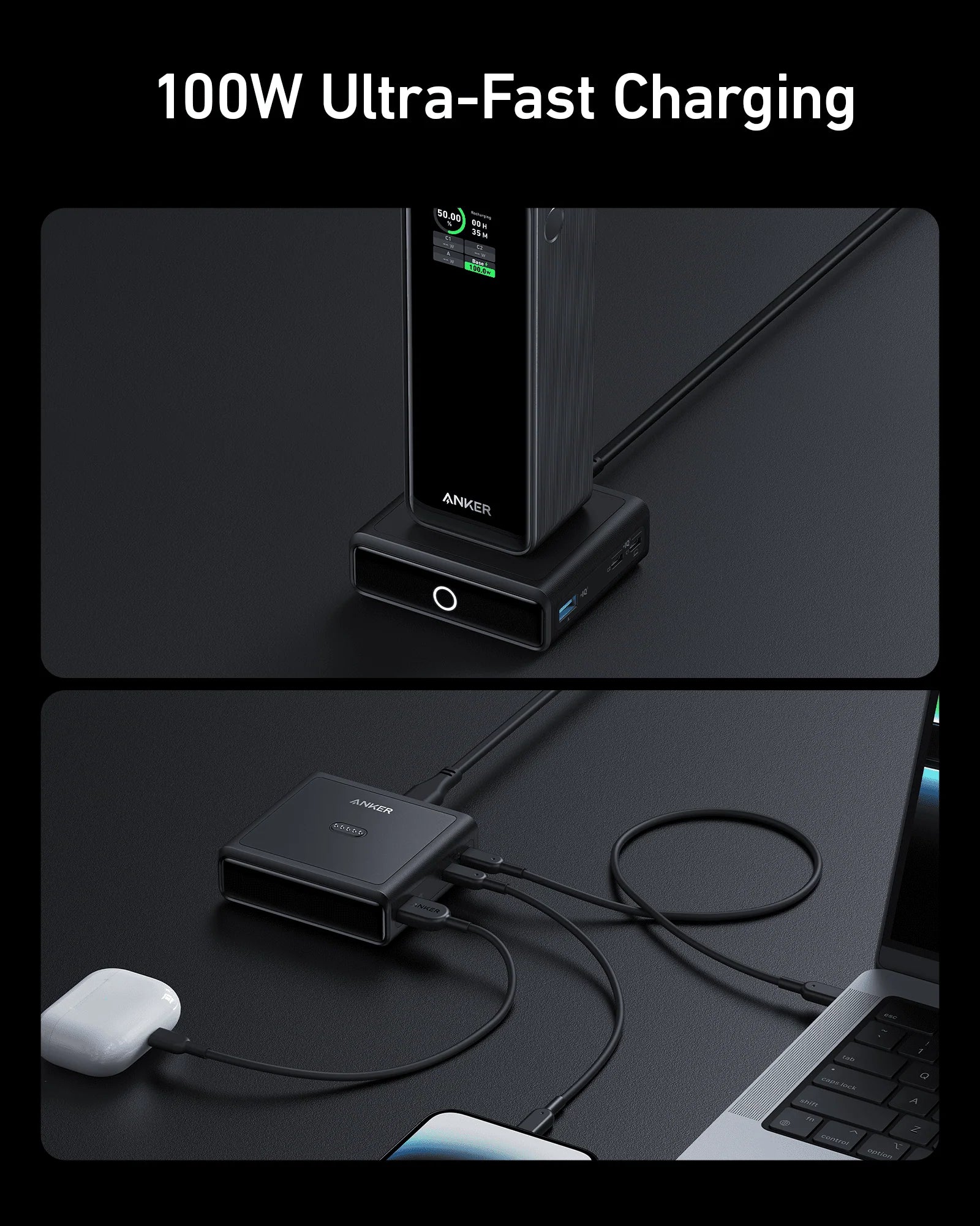 Anker Prime Powerbank (26K, 300W)+ Prime USB-C auf USB-C Kabel (240W, Upcycled-Flechtdesign)+ 100W Ladestation f??r Prime Powerbank - Image 12