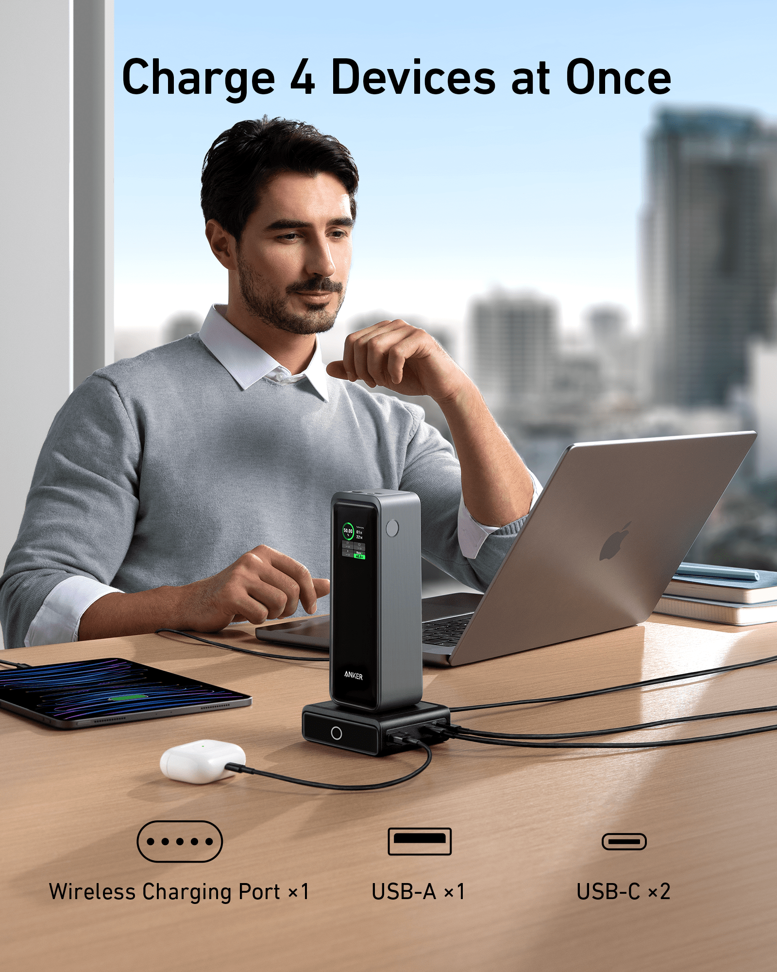 Anker Prime Powerbank (26K, 300W)+ Prime USB-C auf USB-C Kabel (240W, Upcycled-Flechtdesign)+ 100W Ladestation f??r Prime Powerbank - Image 13