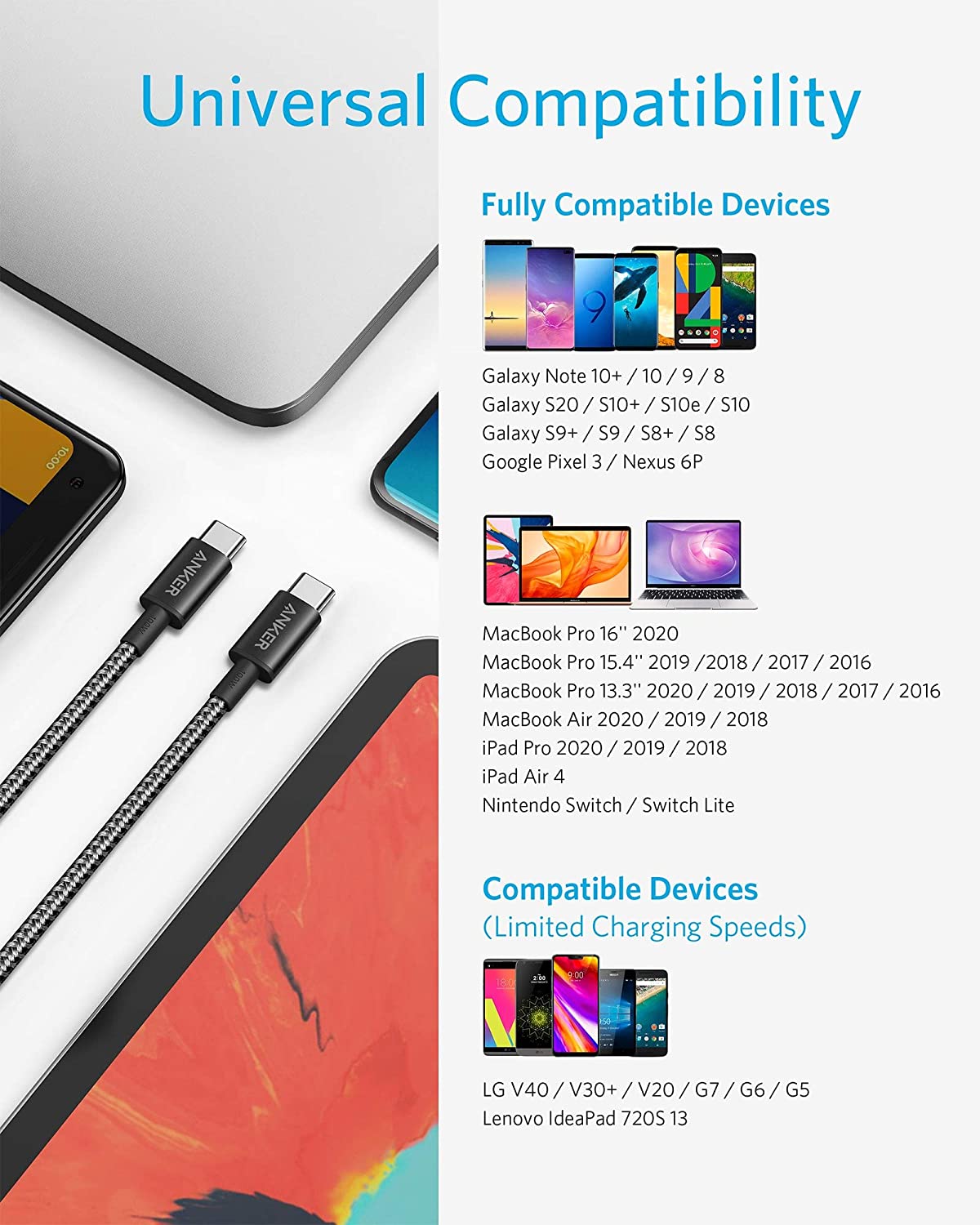 Anker New Nylon USB-C to USB-C 100W Cable (10 ft) - Image 4