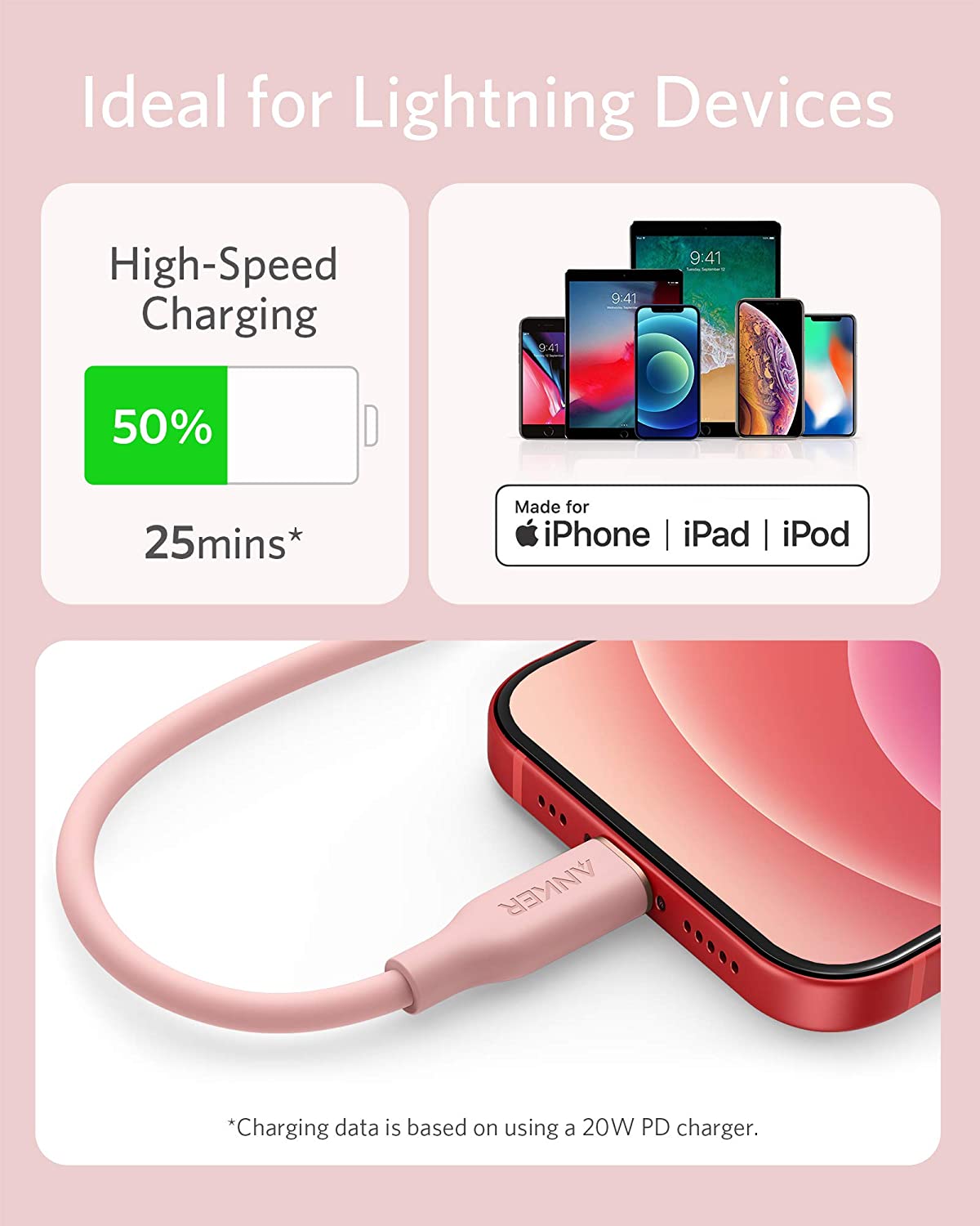 Anker 641 USB-C to Lightning Cable (Flow, 3 ft Silicone) - Image 18