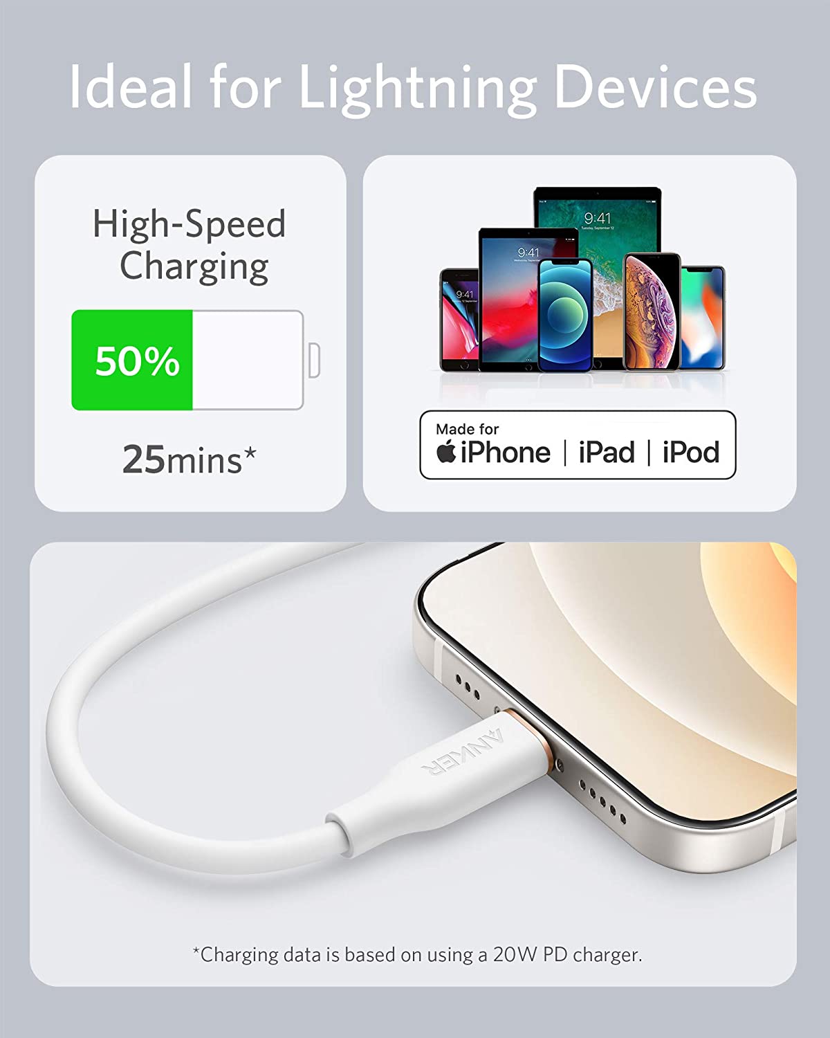 Anker 641 USB-C to Lightning Cable (Flow, 3 ft Silicone) - Image 12
