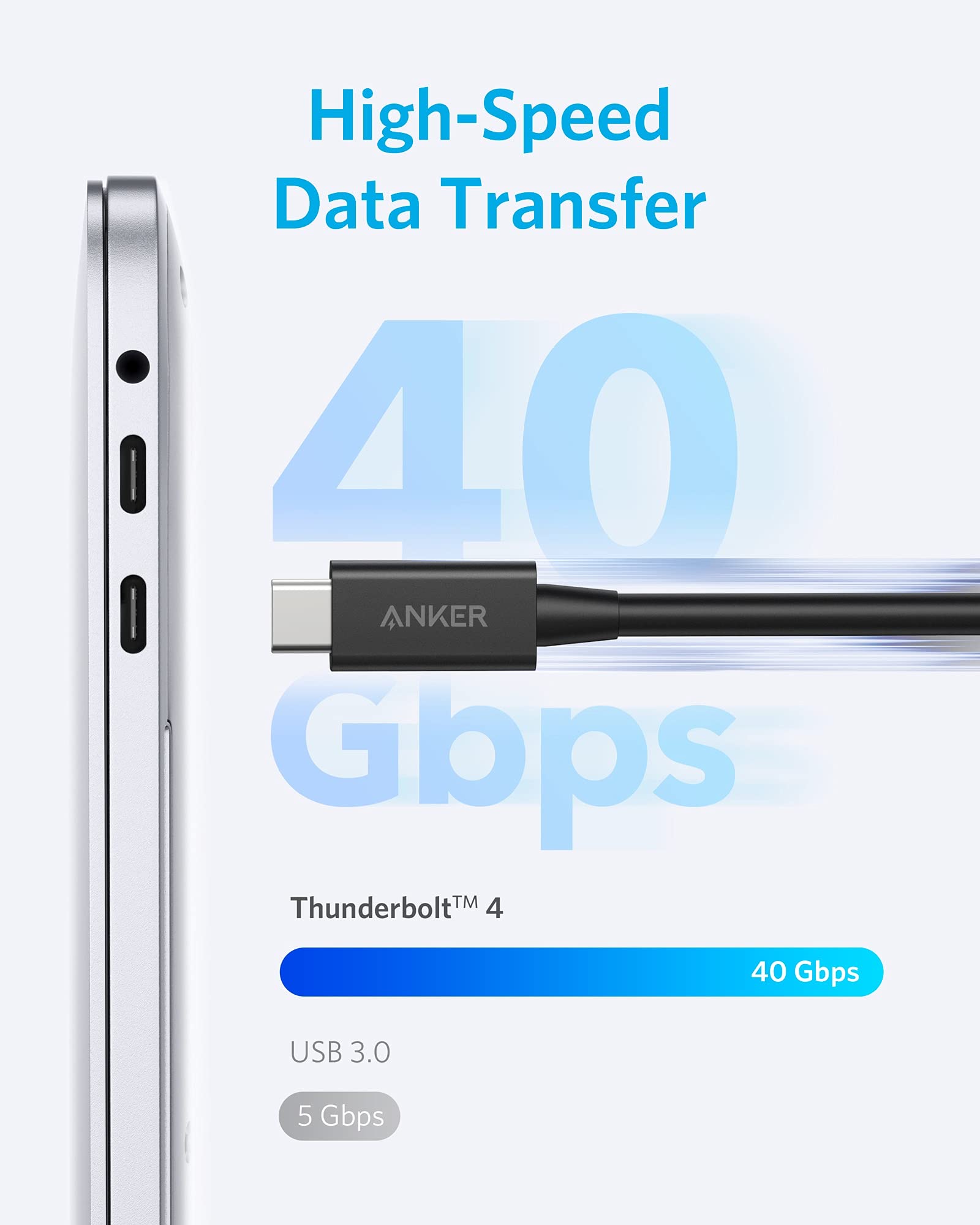 Anker Refurbished USB-C to USB-C Thunderbolt 4 100W Cable (2.3 ft) - Image 6