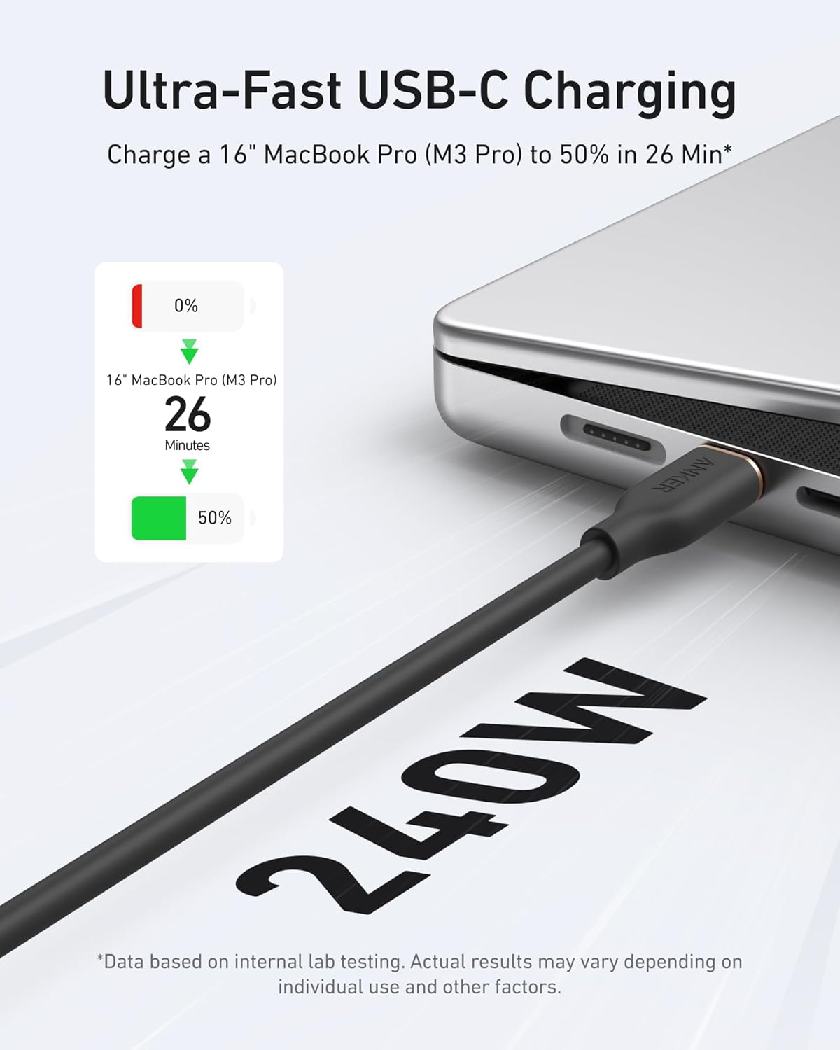 Anker 643 USB-C to USB-C Cable (Flow, Silicone, 240W, 2-Pack, Midnight Black) - Image 4