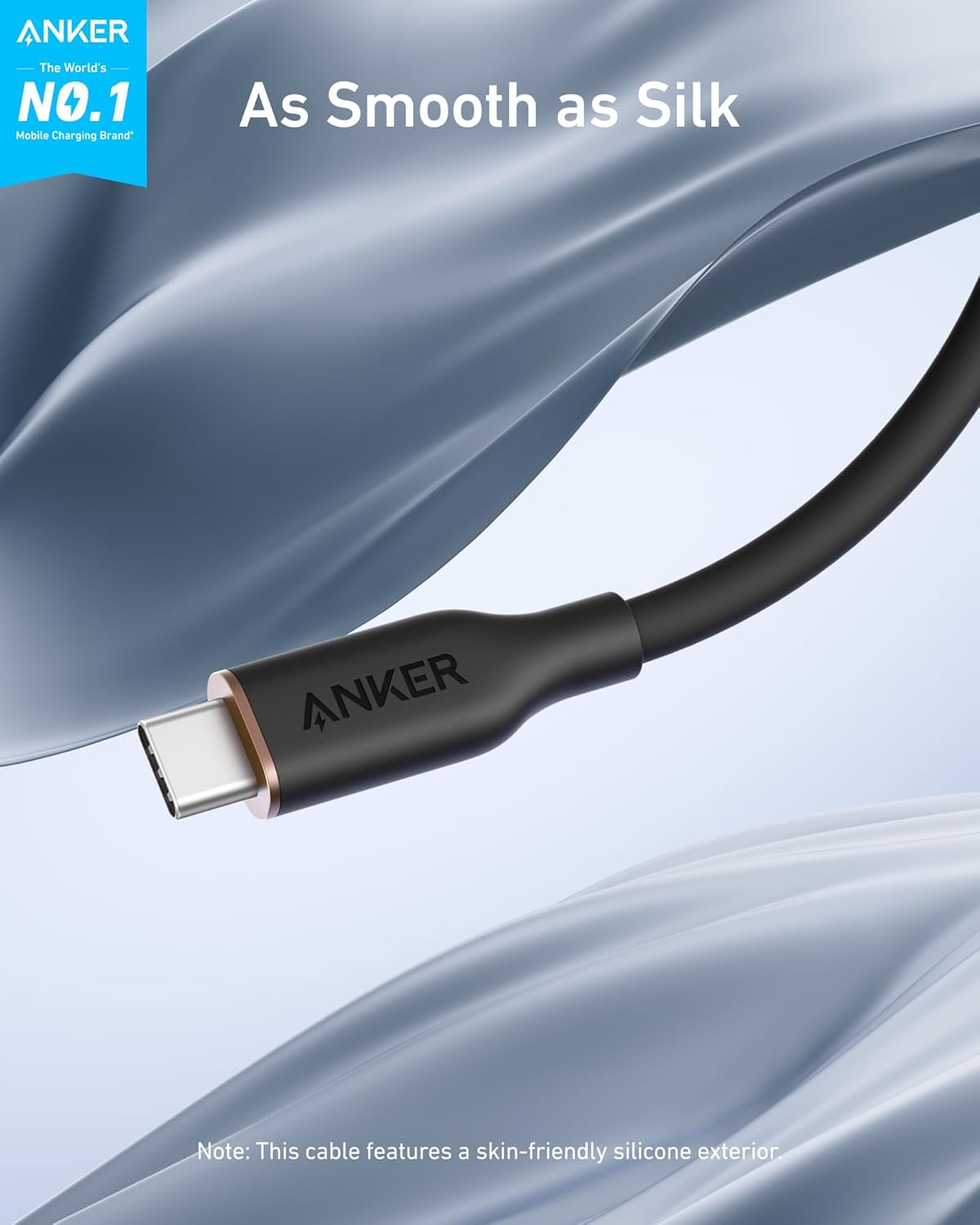 Anker 643 USB-C to USB-C Cable (Flow, Silicone, 240W, 2-Pack, Midnight Black) - Image 2