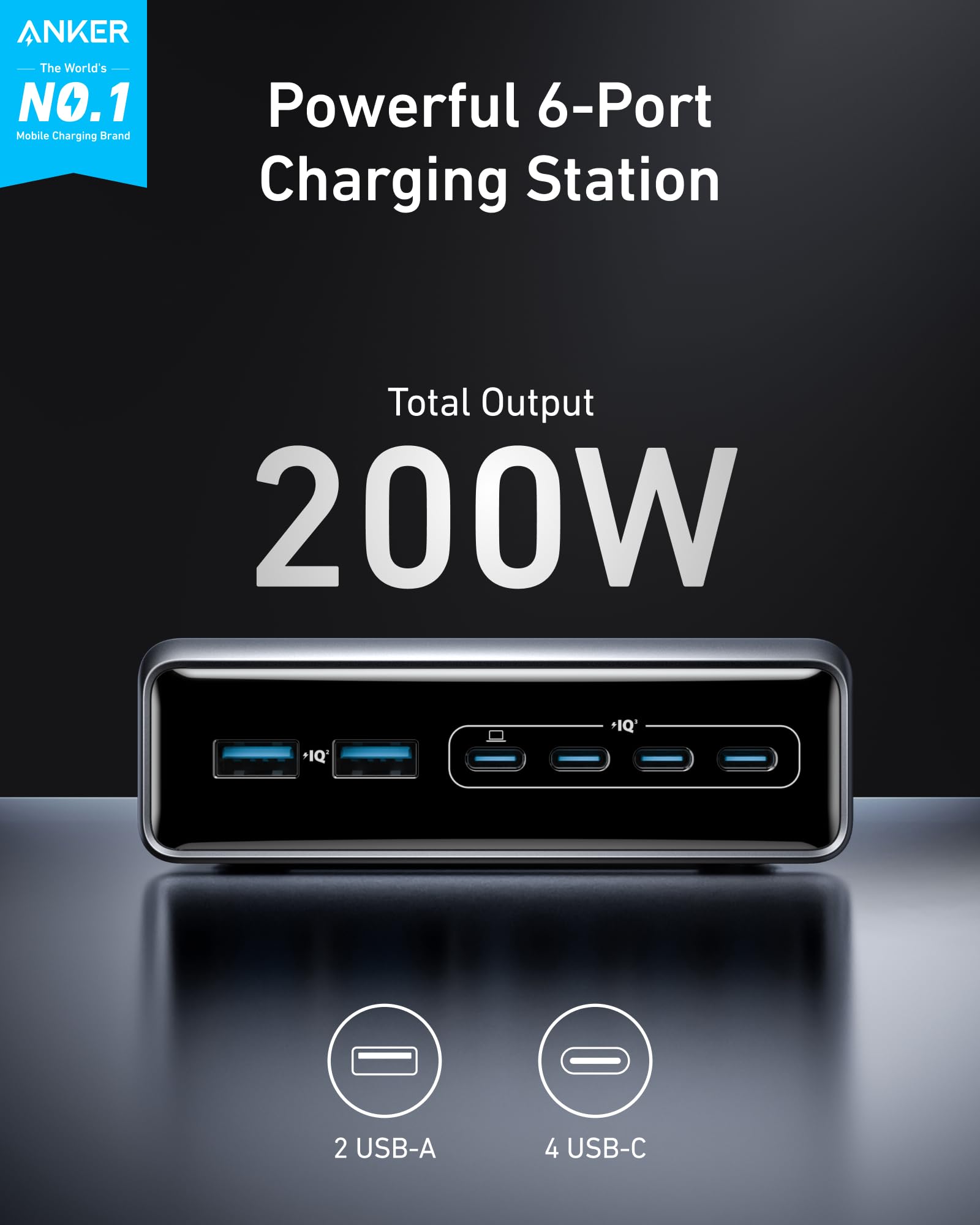 Anker Prime Charger (200W, 6 Ports, GaN) and Prime USB-C to USB-C Cable 240W - Image 2