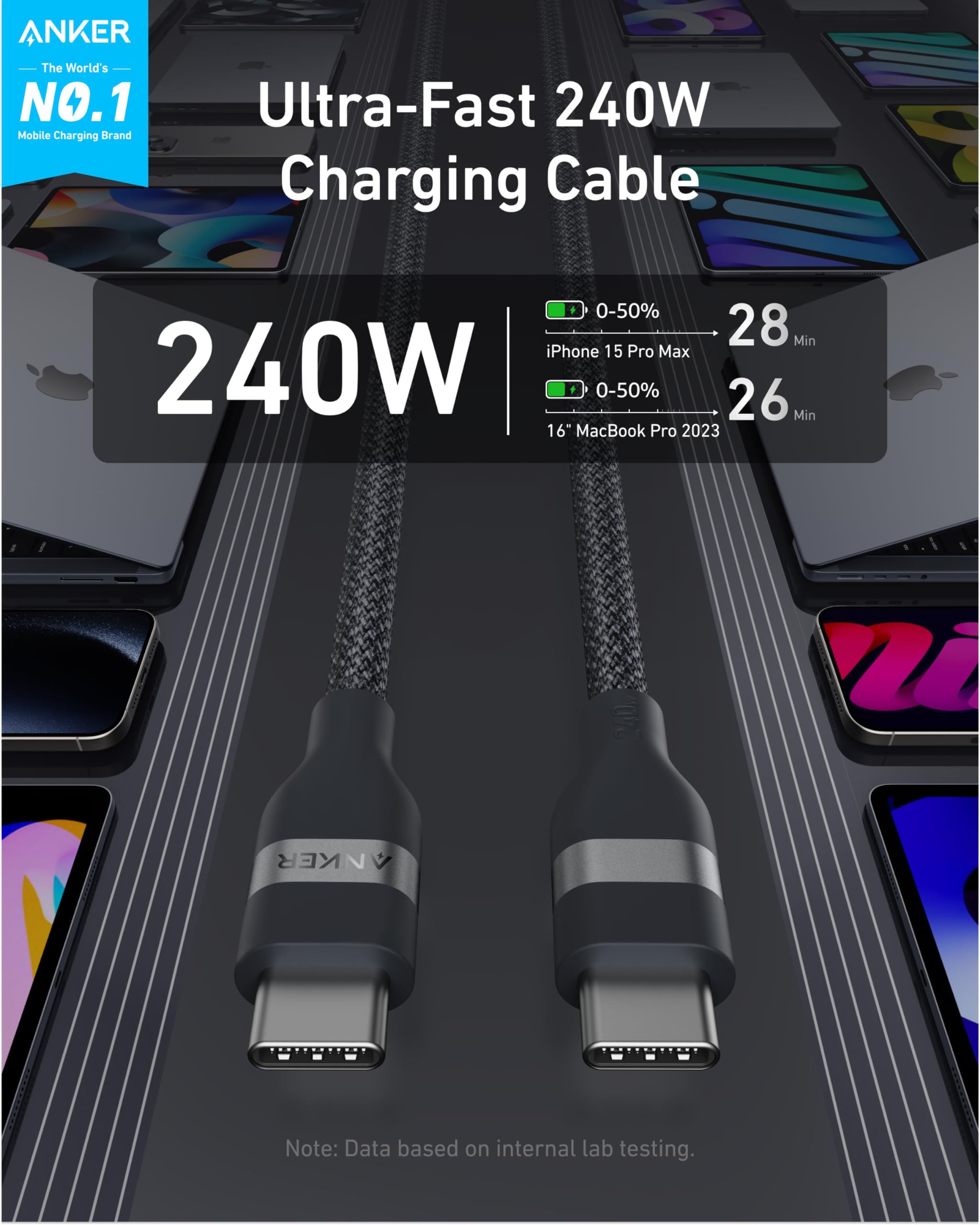 Anker Power Bank (20K, 87W, Built-In USB-C Cable) and USB-C to USB-C Cable - Image 7