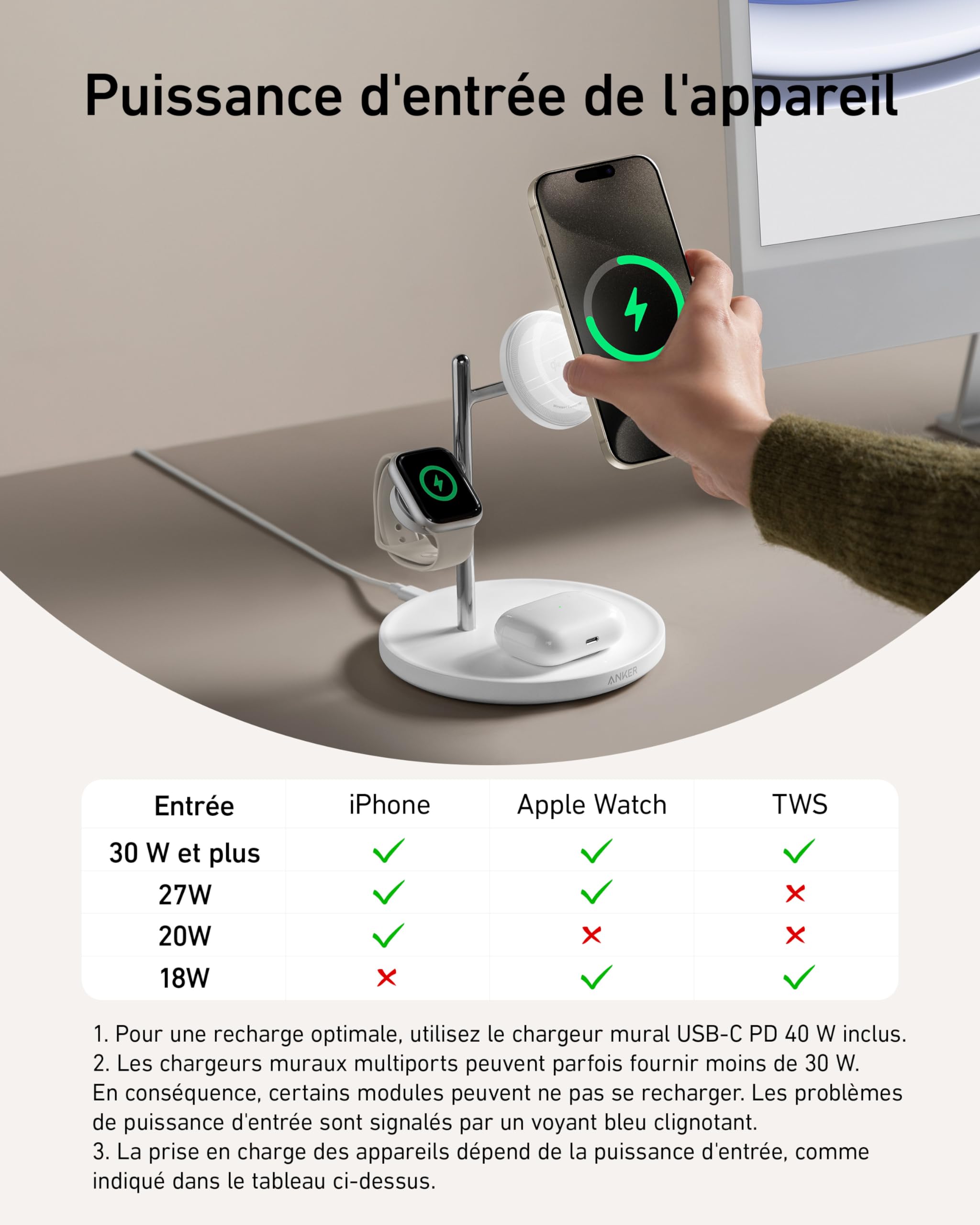 Anker station de recharge ?? induction MagGo (3-en-1, socle) - Image 8