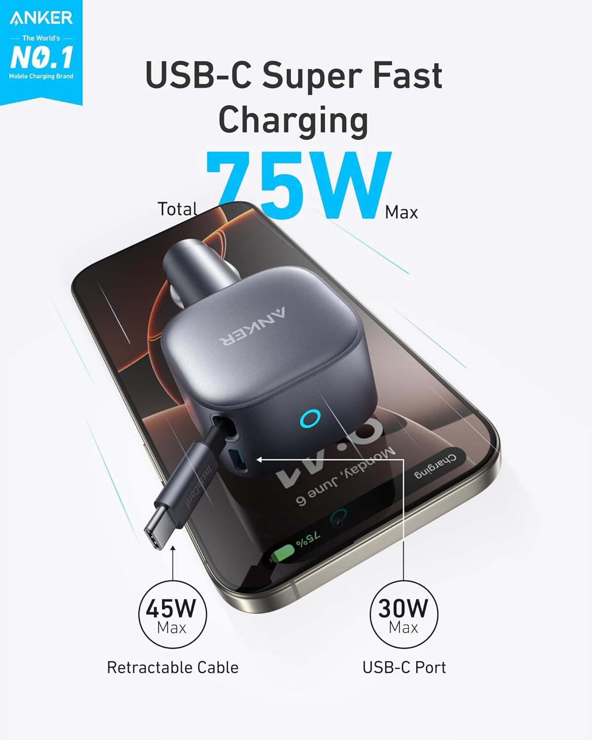 Anker Chargeur allume-cigare Nano (75 W, port USB-C) - Image 2