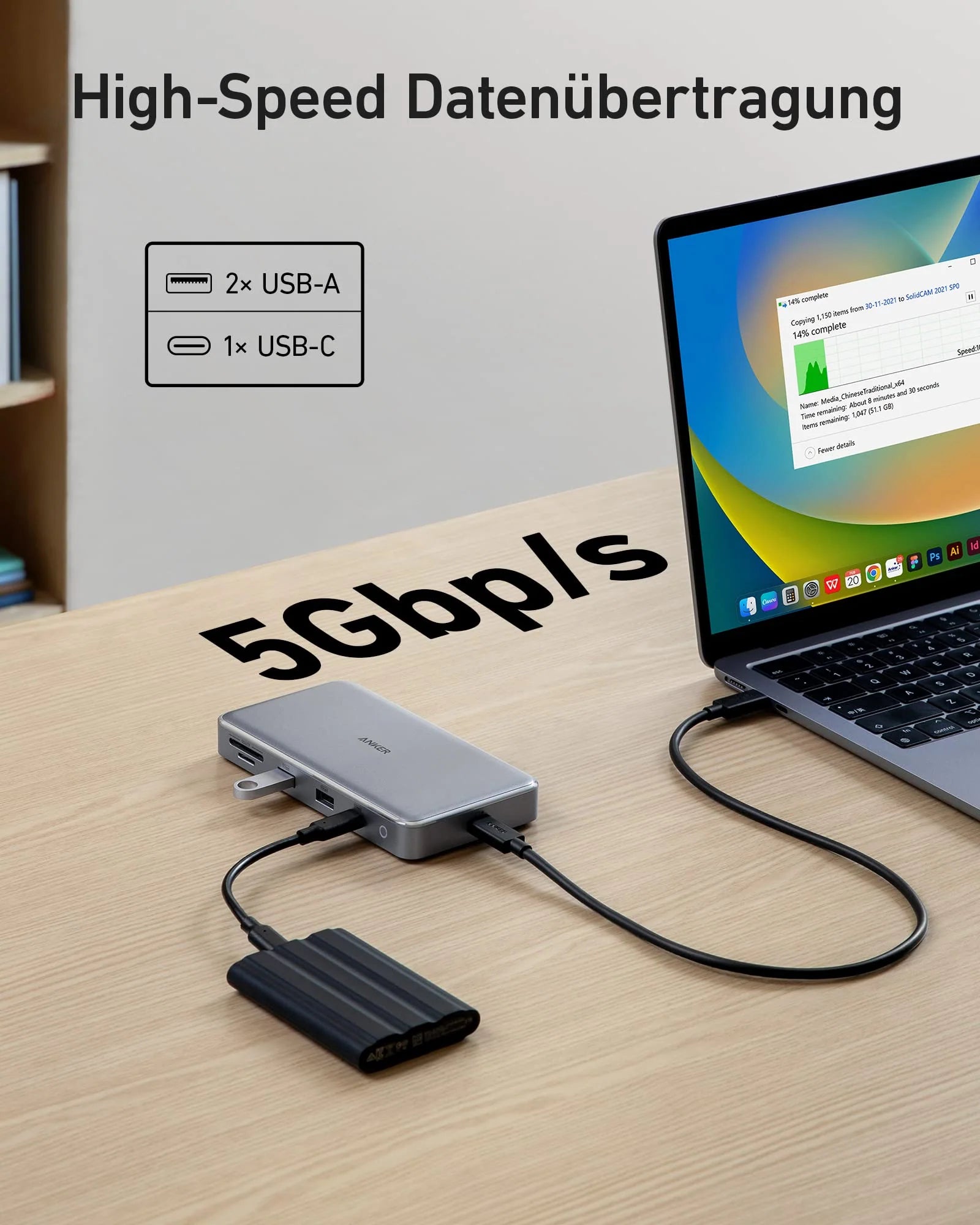 Anker 563 USB-C Hub (10-in-1, Dual 4K HDMI, for MacBook) - Image 2