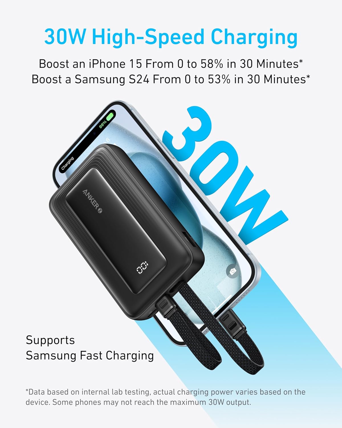 Anker Zolo Power Bank (10K, Built-In USB-C and Lightning Cable) - Image 3