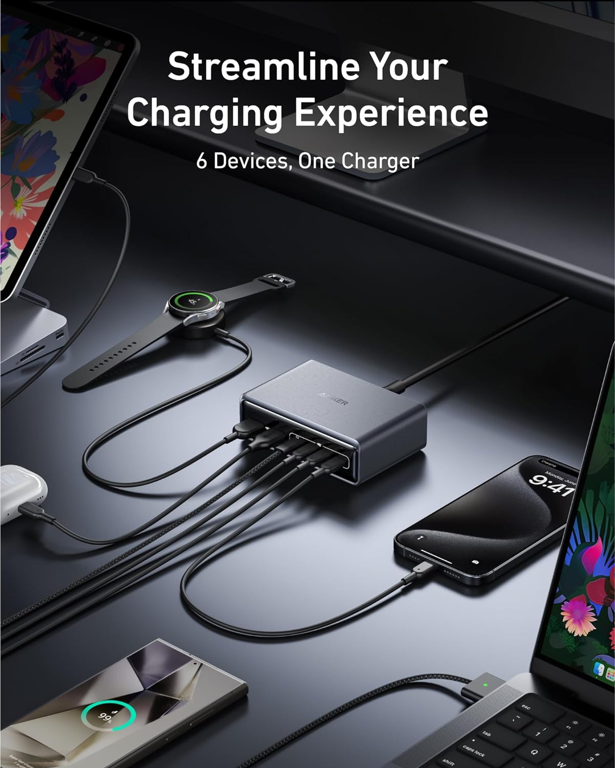 Anker Prime Charger, 200W 6-Port GaN Charging Station, Fast Charging - Image 4