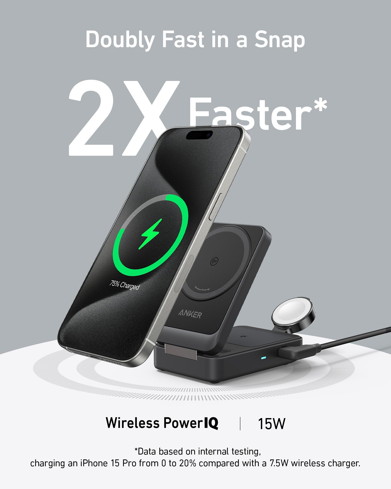Anker MagGo Wireless Charging Station (Foldable 3-in-1) - Image 3