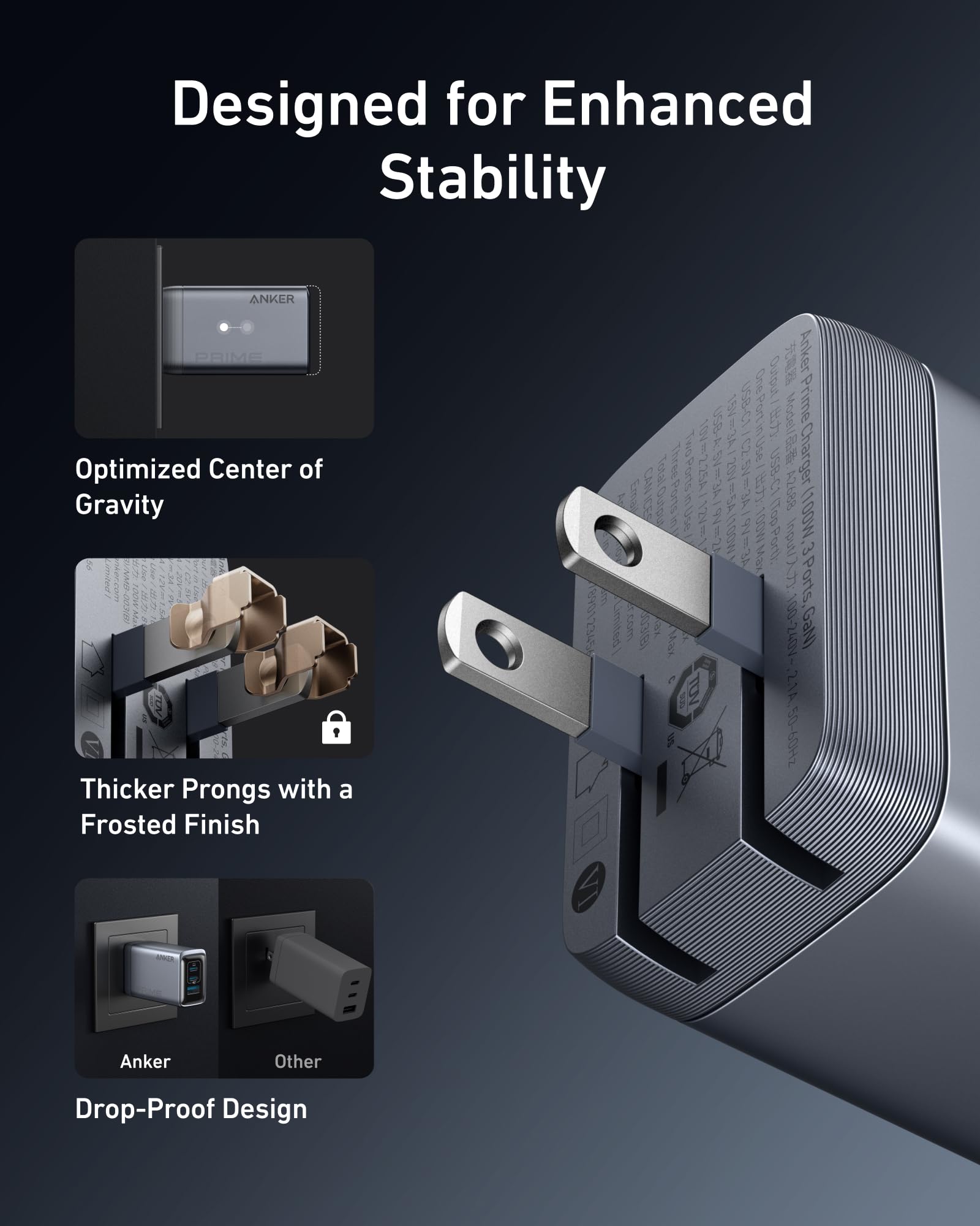 Anker Prime Charger (100W, 3 Ports, GaN) and USB-C to USB-C Cable (240W, 6 ft) - Image 5