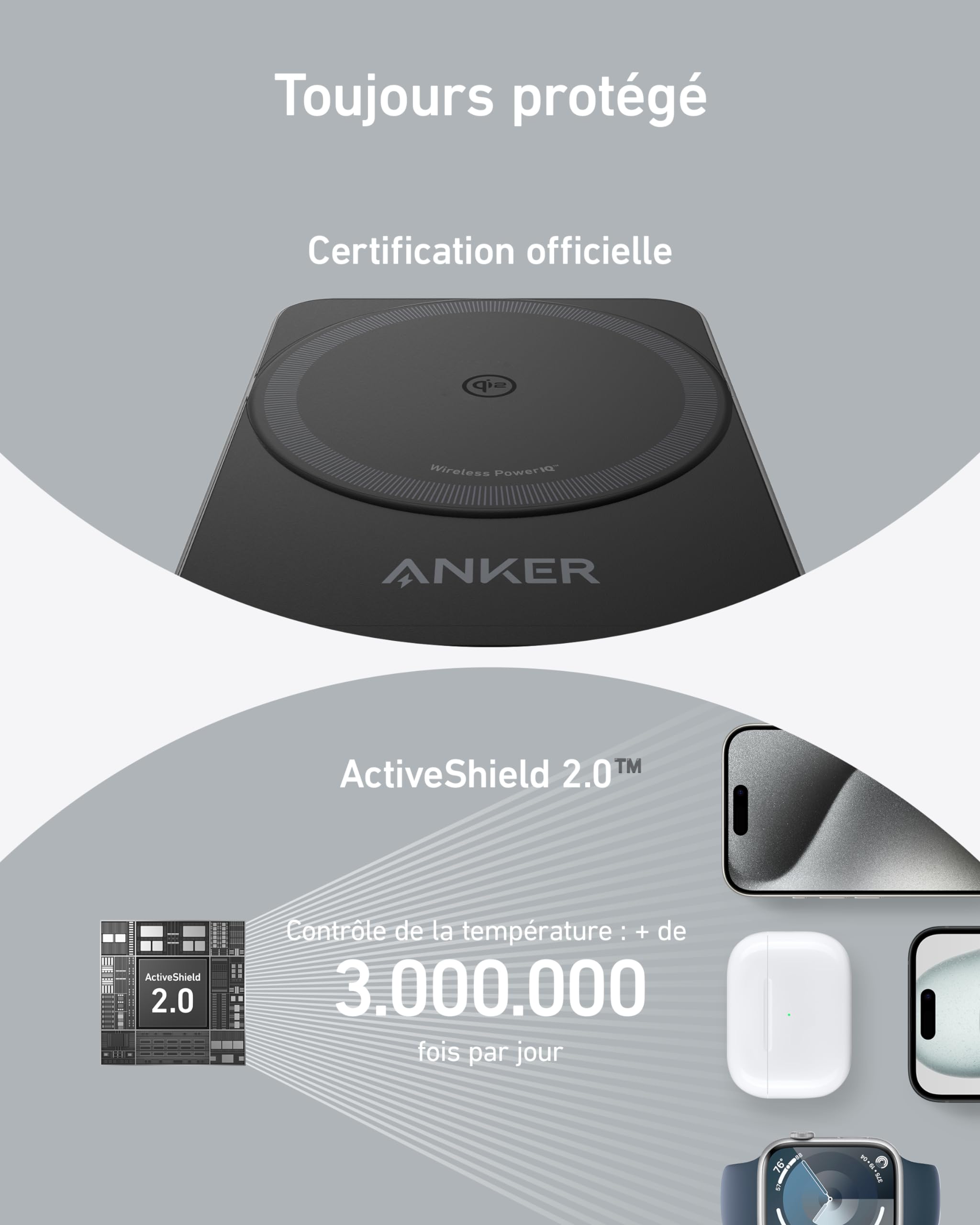Anker station de recharge sans fil (pliable, 3-en-1) - Image 4