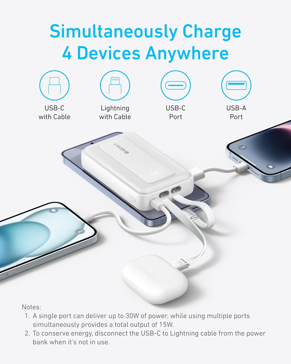Anker Zolo Power Bank (10K, Built-In USB-C and Lightning Cable) - Image 6
