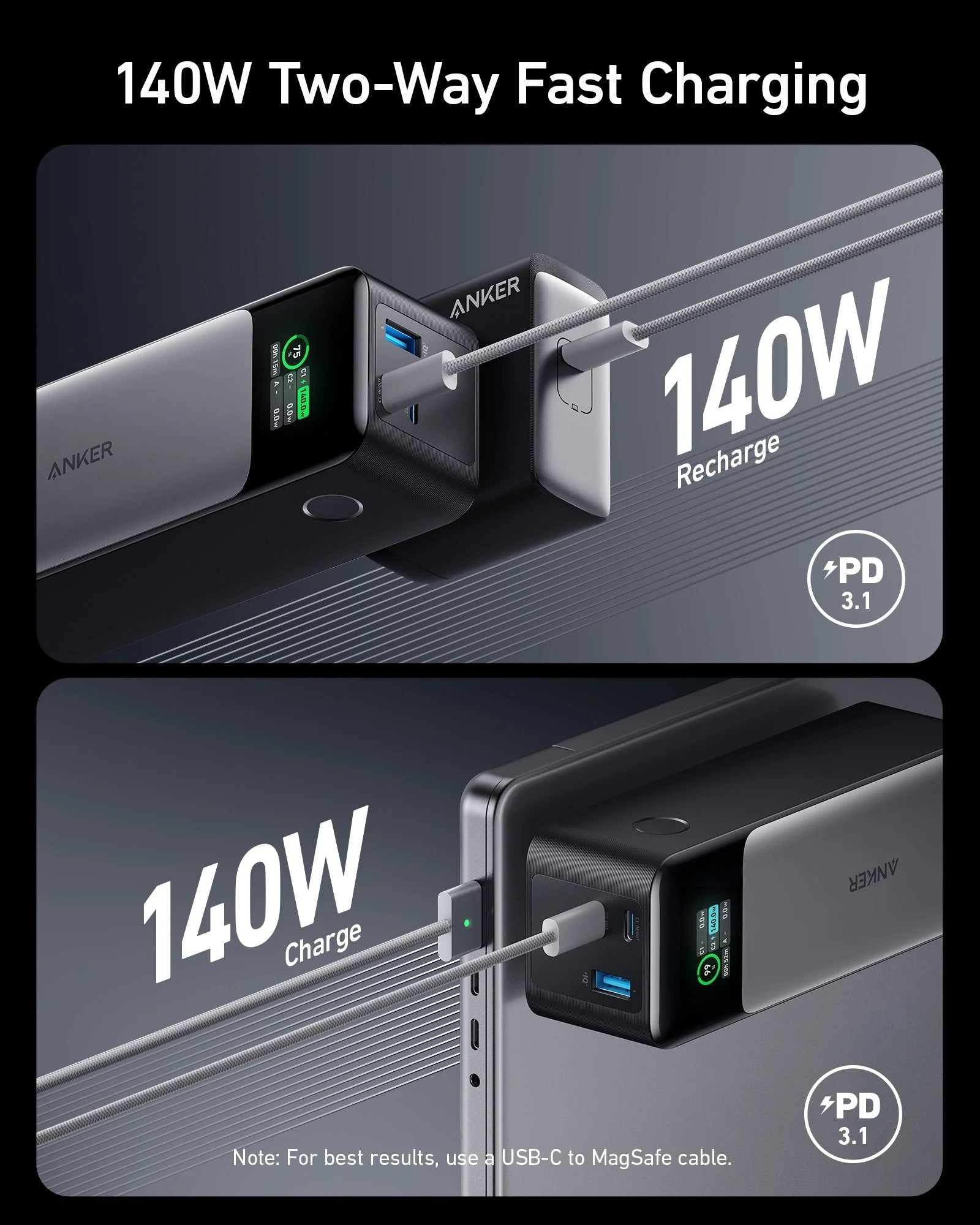 Anker 737 Power Bank (PowerCore 24K) and Prime Charger (100W, 3 Ports, GaN) - Image 2