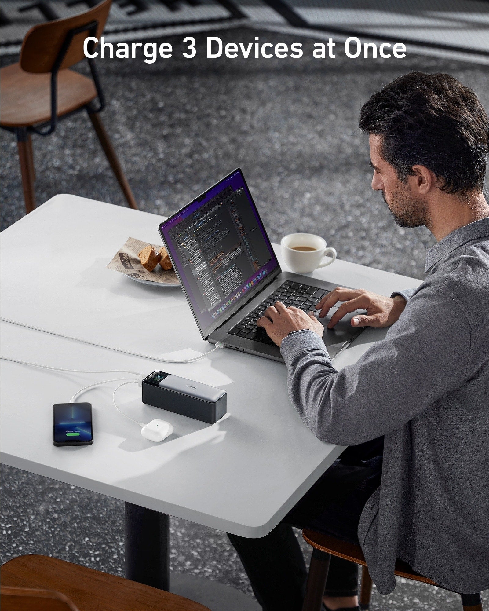 Anker 737 Power Bank (24,000mAh, 140W, 3-Port) and Prime USB-C to USB-C Cable (240W, Upcycled-Braided, 182cm) - Image 5