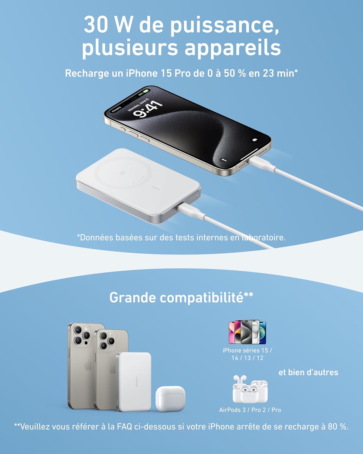 Anker Chargeur (140 W, 4 ports) +PowerBank MagGo (10K, Slim) - Image 2