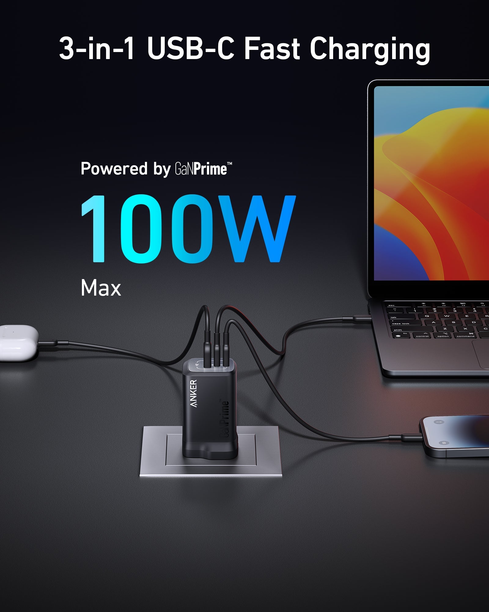 Anker Nano Power Bank (10K, 45W, Built-In Retractable USB-C Cable) + Prime 100W GaN Charger (3 Ports) - Image 9