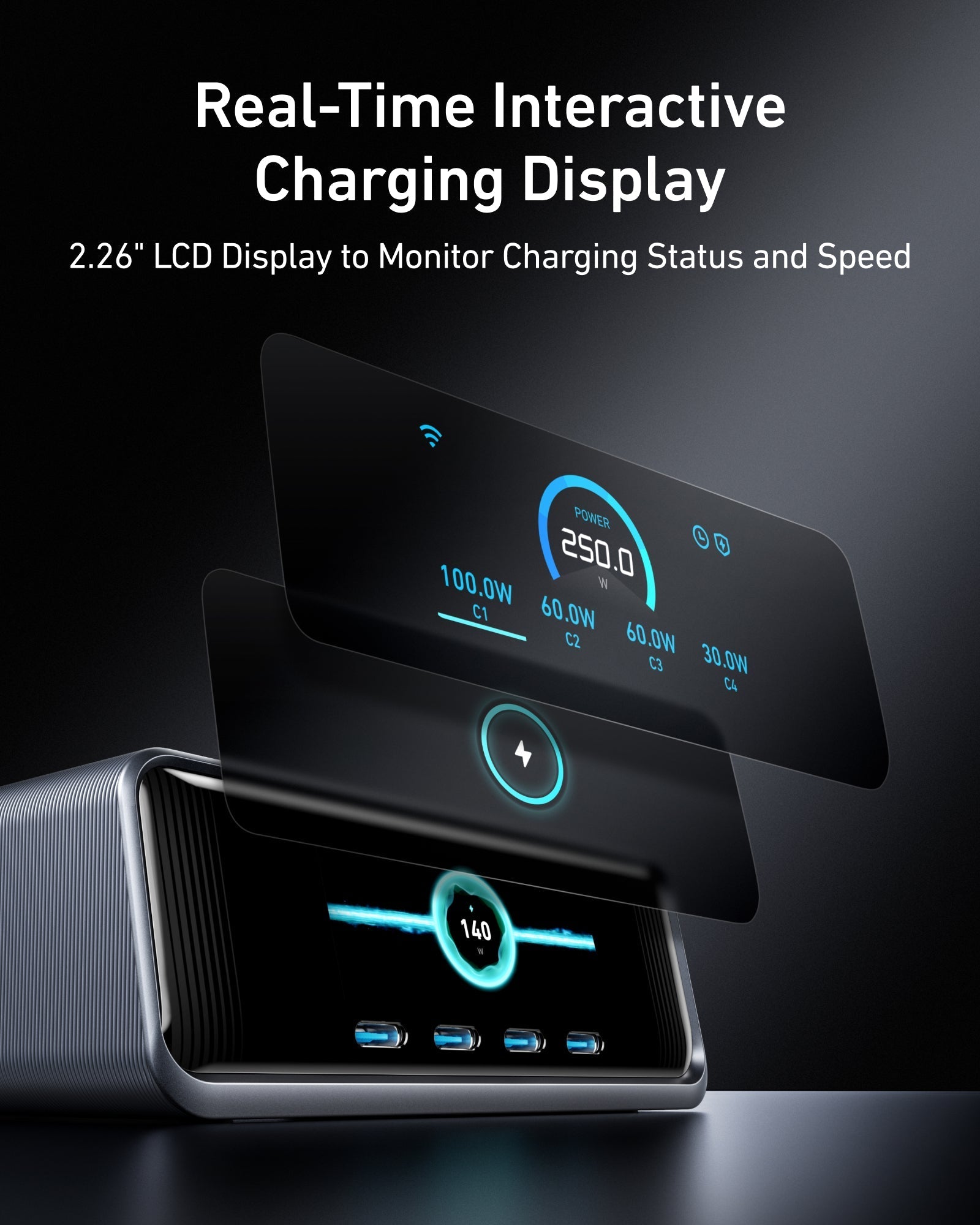 Anker Prime Charger (250W, 6 Ports, Control Dial) - Image 4