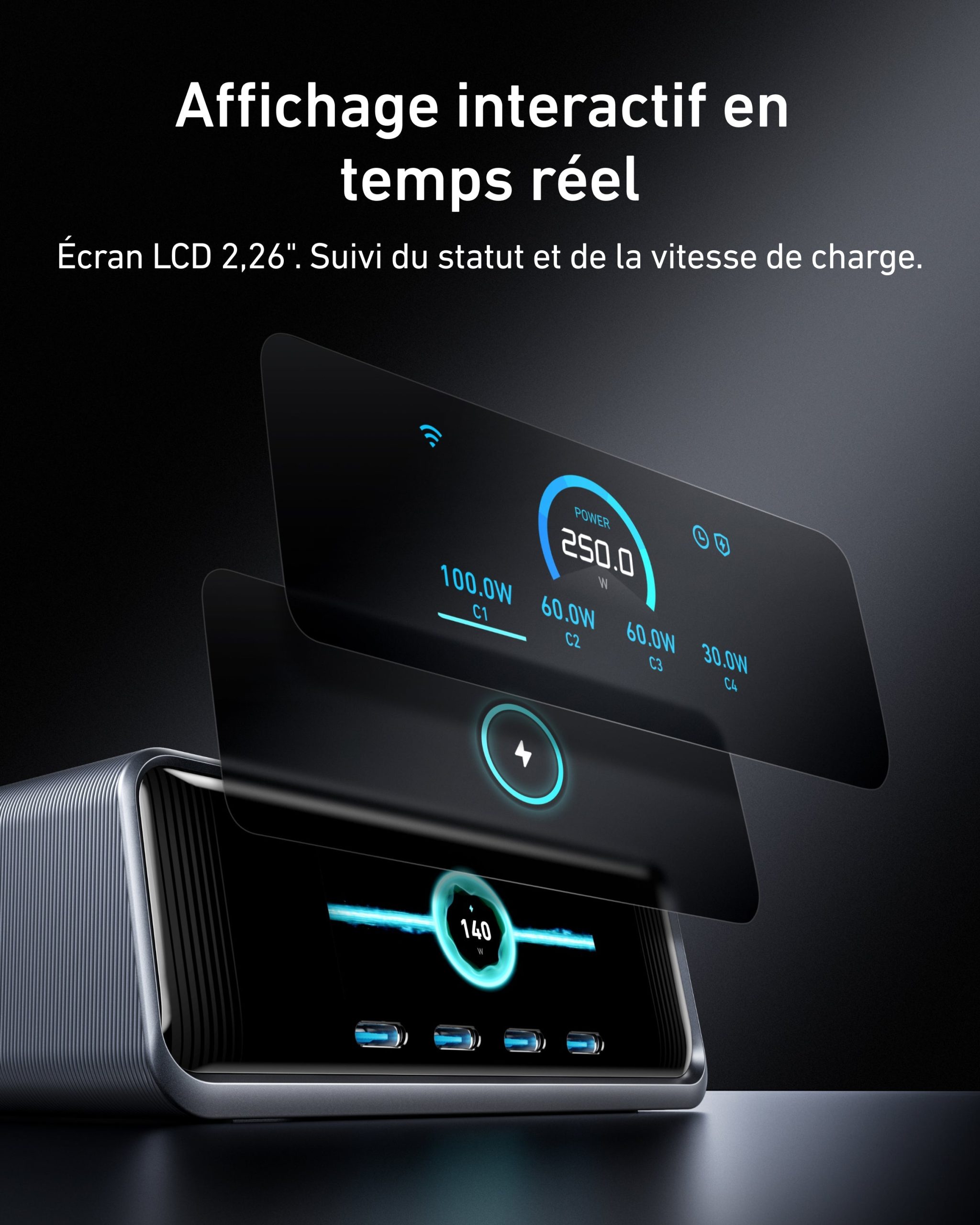 Anker Chargeur Prime (250 W, 6 ports)+Cable USB-C vers USB-C (240 W) - Image 4