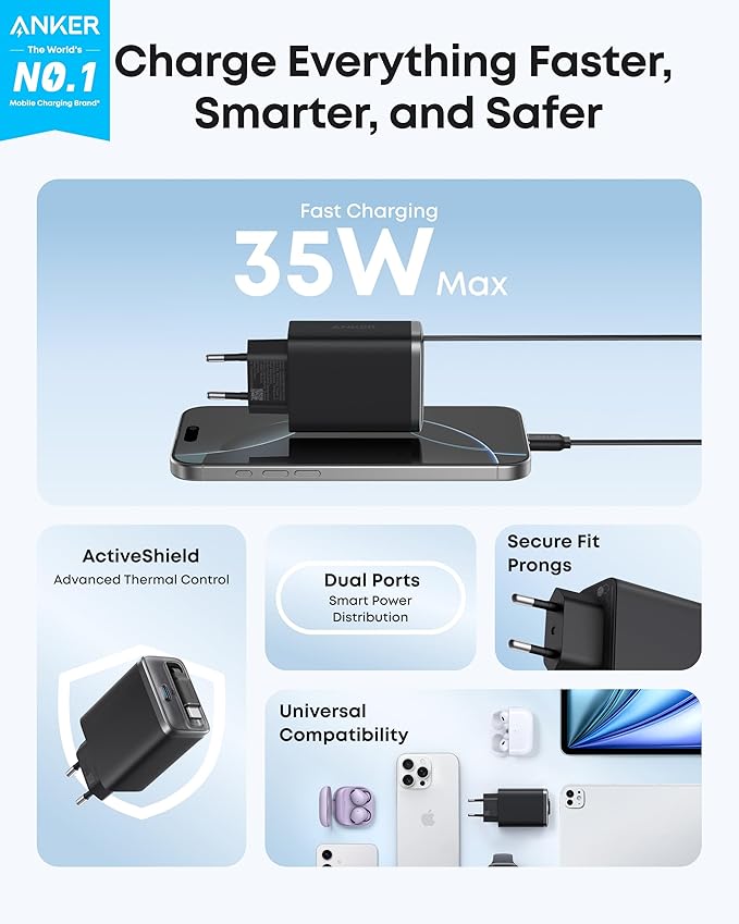 Anker Nano Charger (35W, Built-In Retractable USB-C Cable) - Image 2