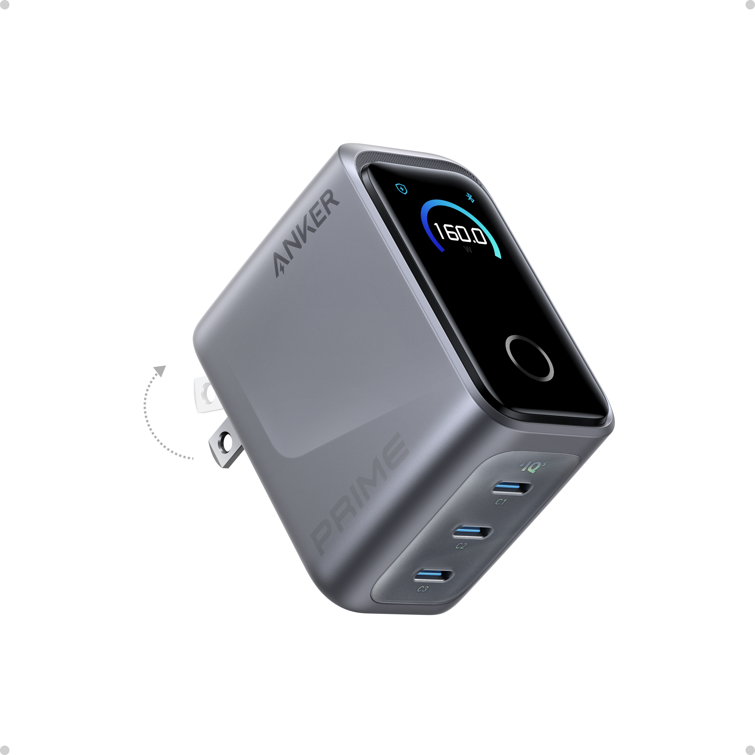 Anker Prime Charger (160W, 3 Ports, Smart Display)