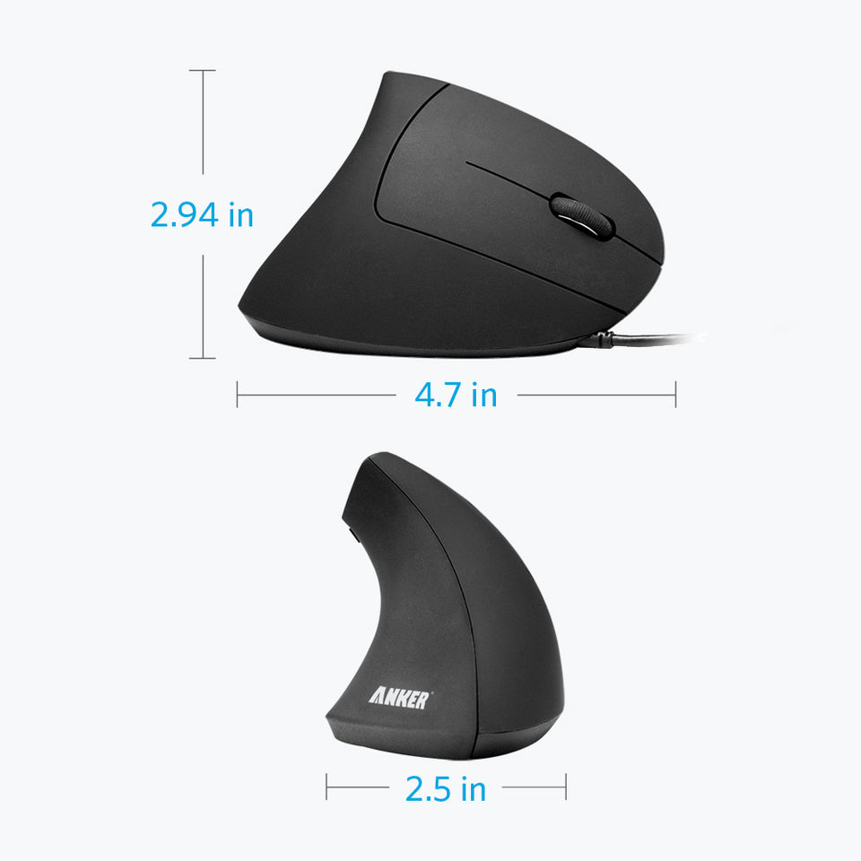 Anker Refurbished Ergonomic Optical USB Wired Vertical Mouse - Image 3