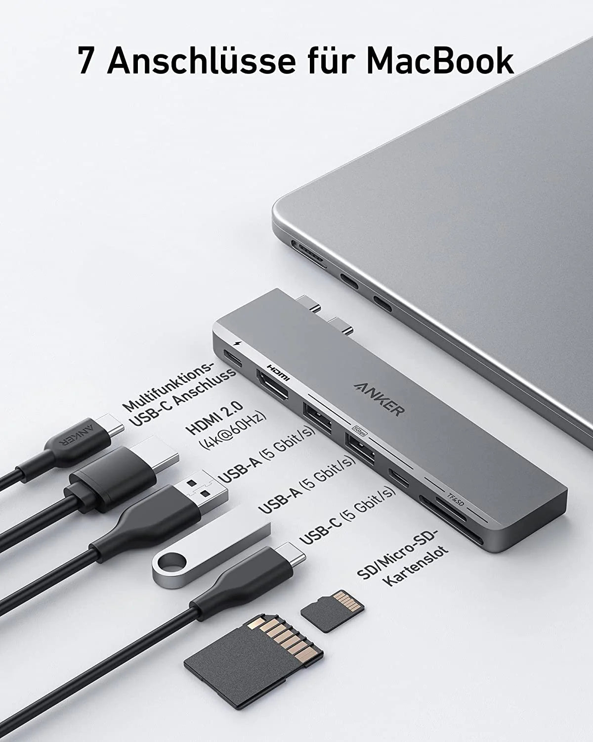Anker Prime Ladeger?t (250W, 6 Ports, GaNPrime) + 547 USB-C Hub (7-in-2, f??r MacBook, in Grau) - Image 10