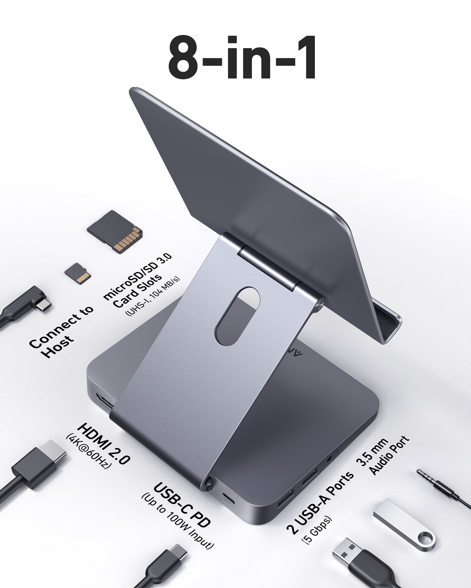 Anker 551 USB-C Hub (8-in-1, Tablet Stand) - Image 3