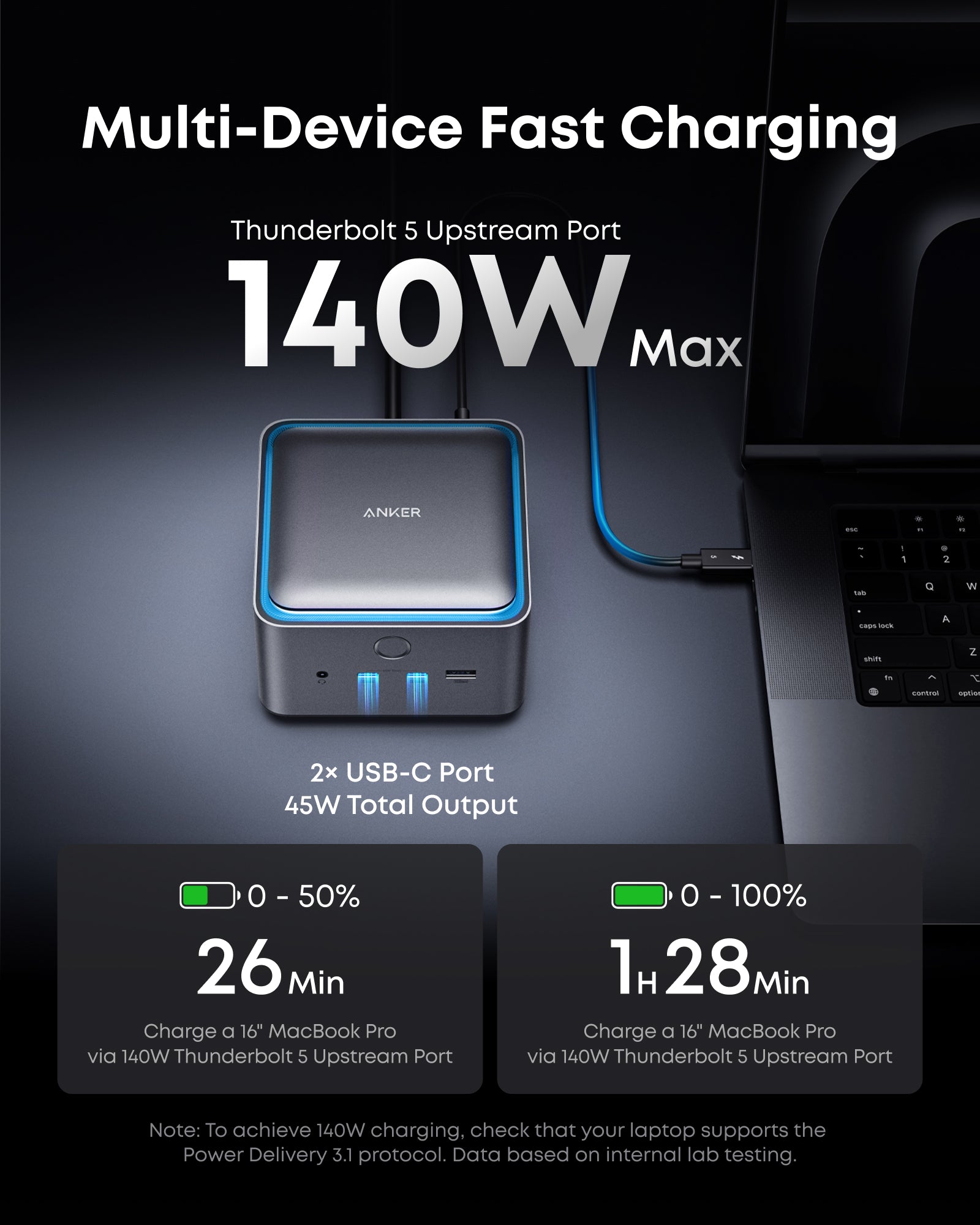 Anker Prime Docking Station (14-in-1, 8K, Thunderbolt 5), 140W Max Charging - Image 6