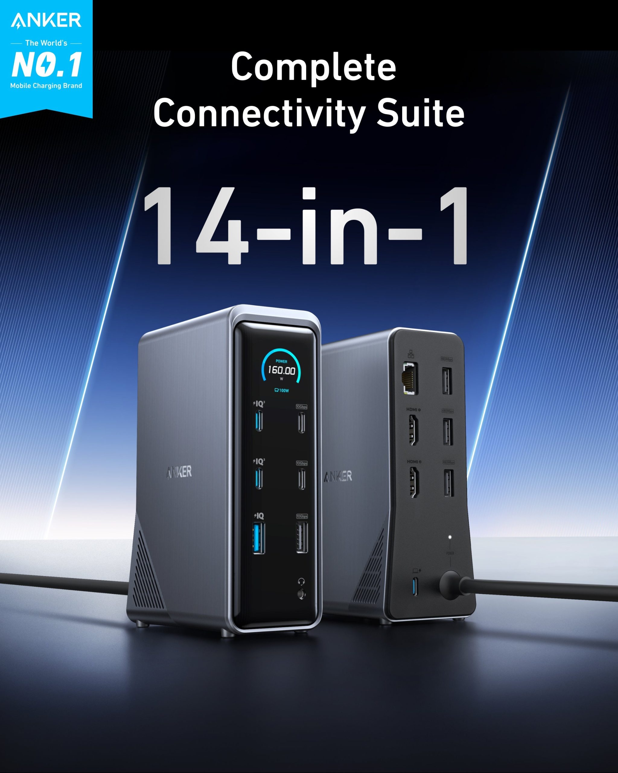 Anker Prime Charging Docking Station (14-in-1, Dual Display, 160W) - Image 2