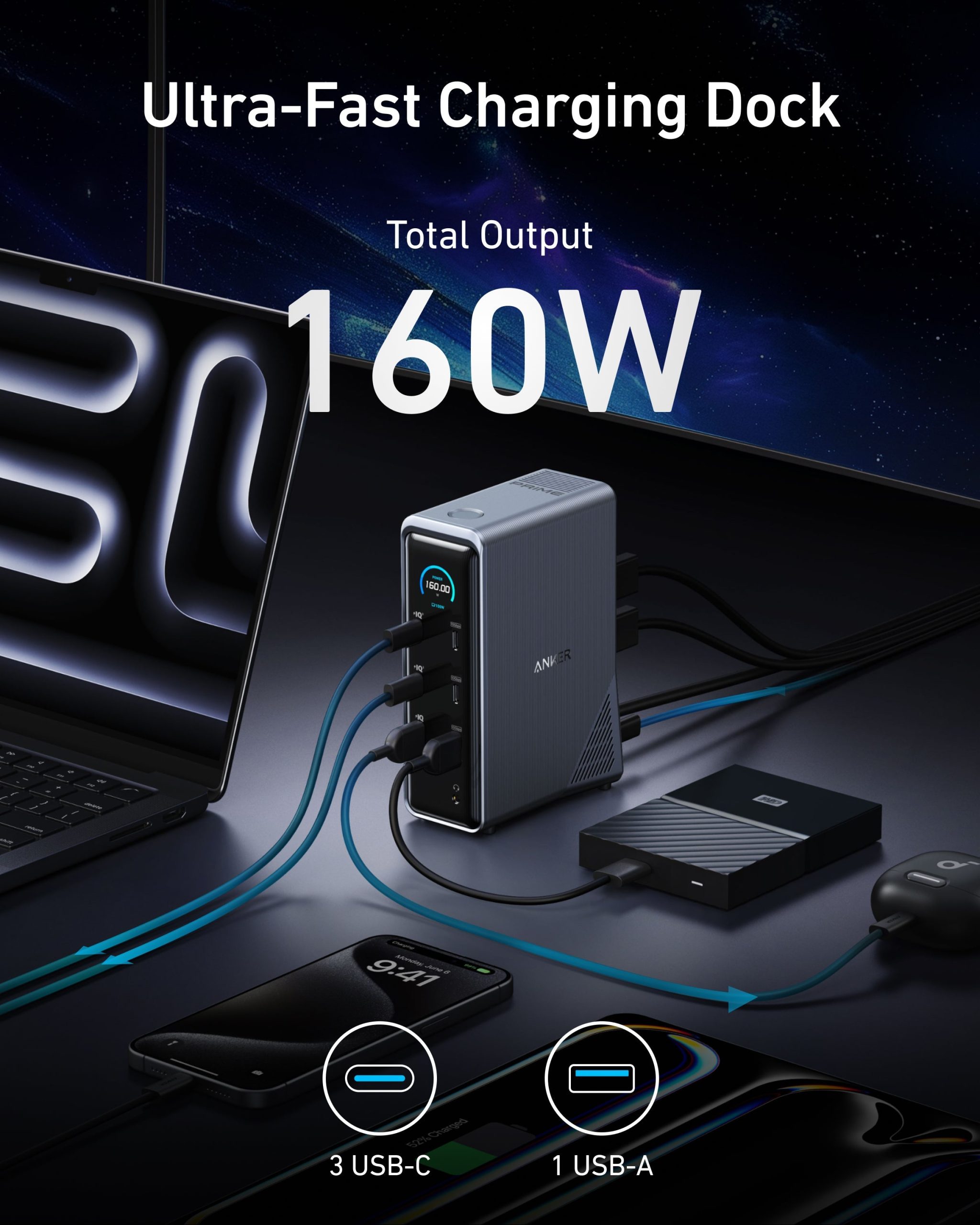 Anker Prime Charging Docking Station (14-in-1, Dual Display, 160W) - Image 4