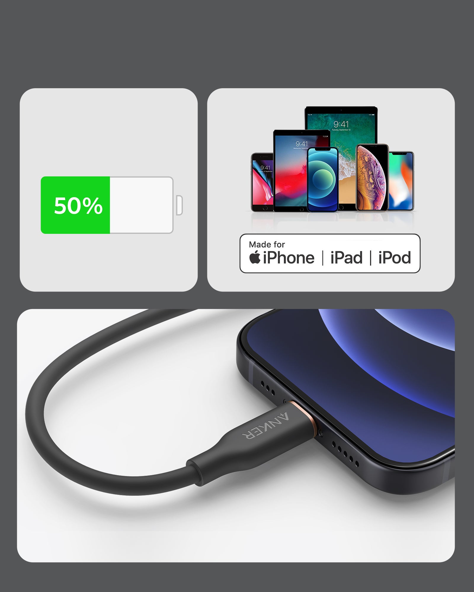 Anker 641 USB-C to Lightning Cable (Flow, 3 ft Silicone) - Image 36