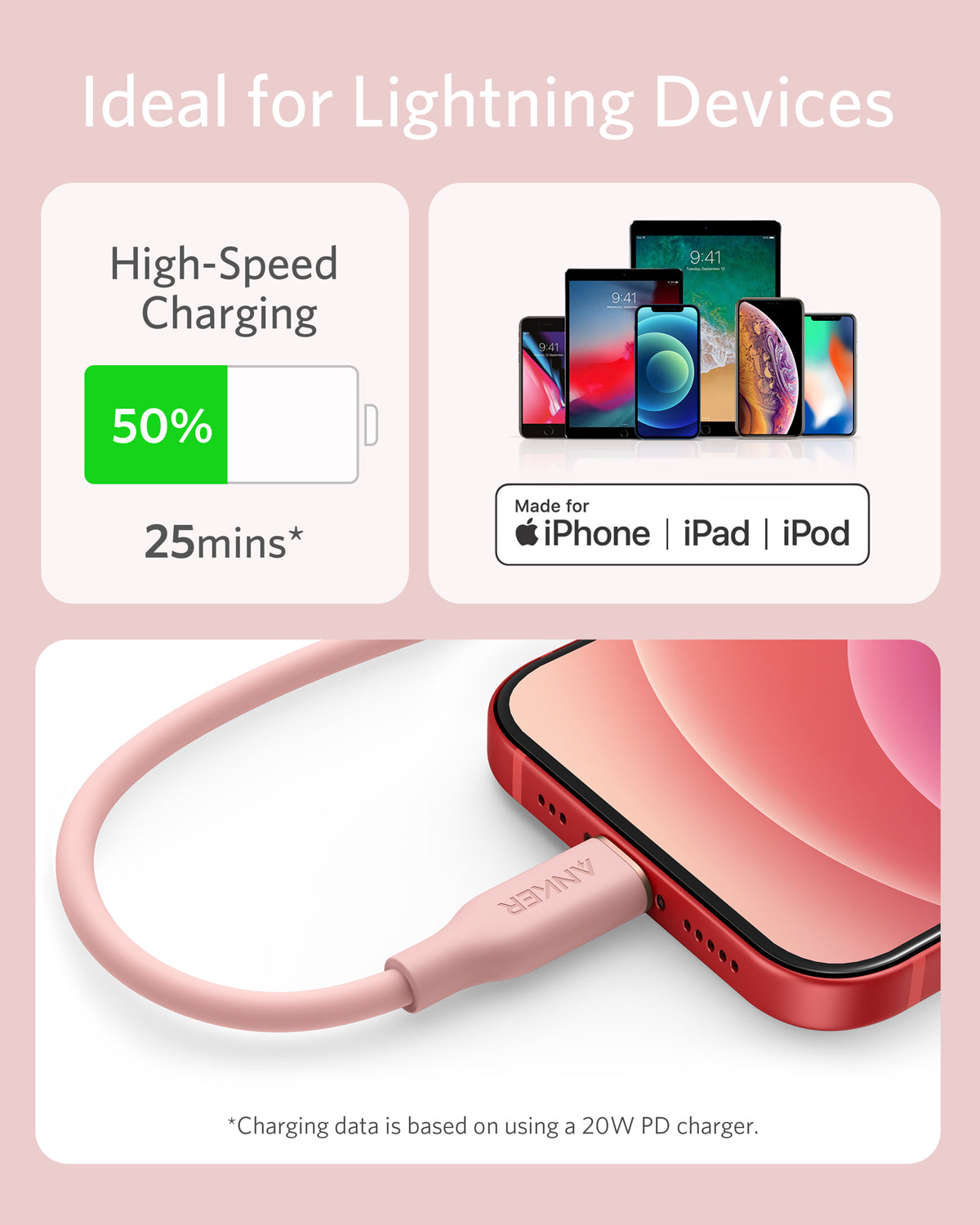 Anker 641 USB-C to Lightning Cable (Flow, 3 ft Silicone) - Image 48