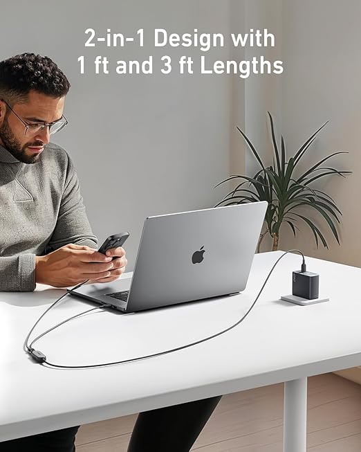 Anker 2-in-1 USB-C to USB-C Cable (4 ft, 140W, Braided?? - Image 6