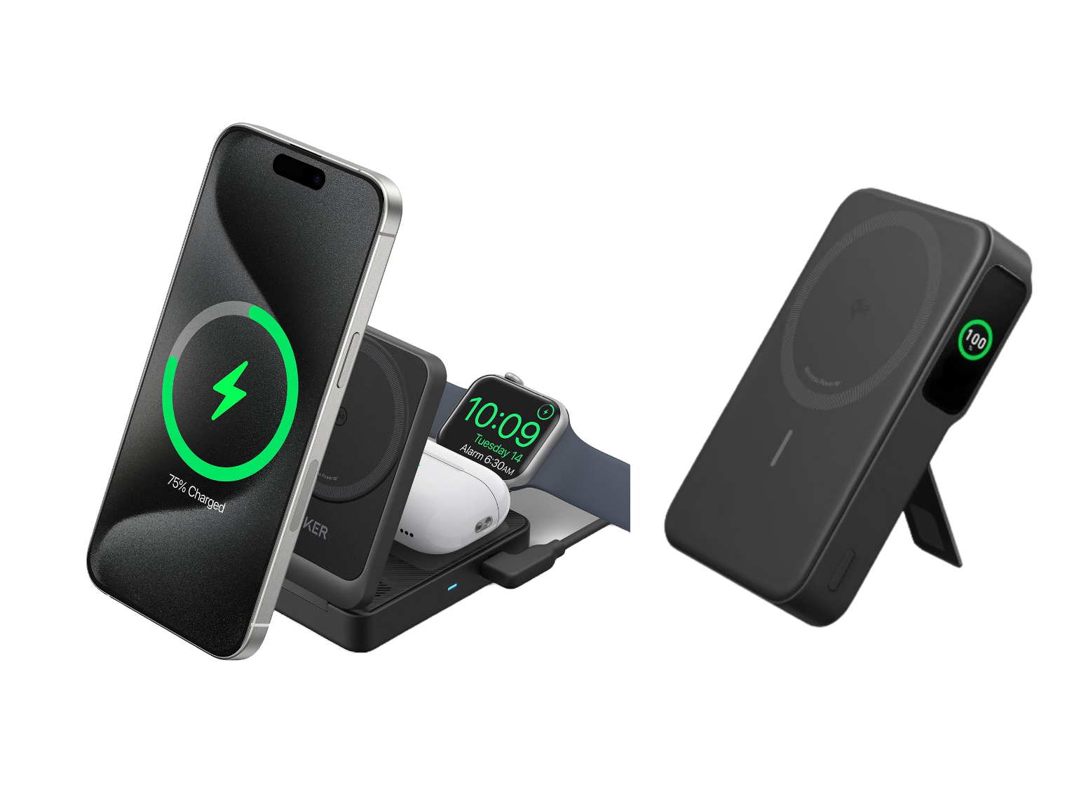Anker MagGo Kabellose Ladestation (Faltbar 3-in-1) + MagGo Powerbank (10K)