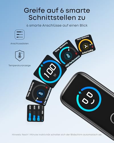 Anker Prime Ladeger?t (250W, 6 Ports, GaNPrime) + Ladeger?t (100W, 3 Ports, Smart Display) mit USB-C Kabel - Image 10