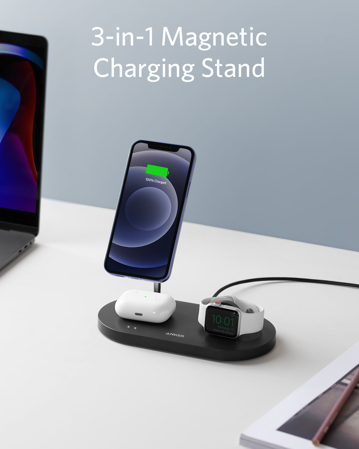 Anker 533 Magnetic Wireless Charger (3-in-1 Stand) - Image 2