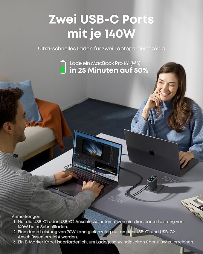 Anker Ladeger?t (140W, 4-Port, PD 3.1) mit USB-C Kabel - Image 3