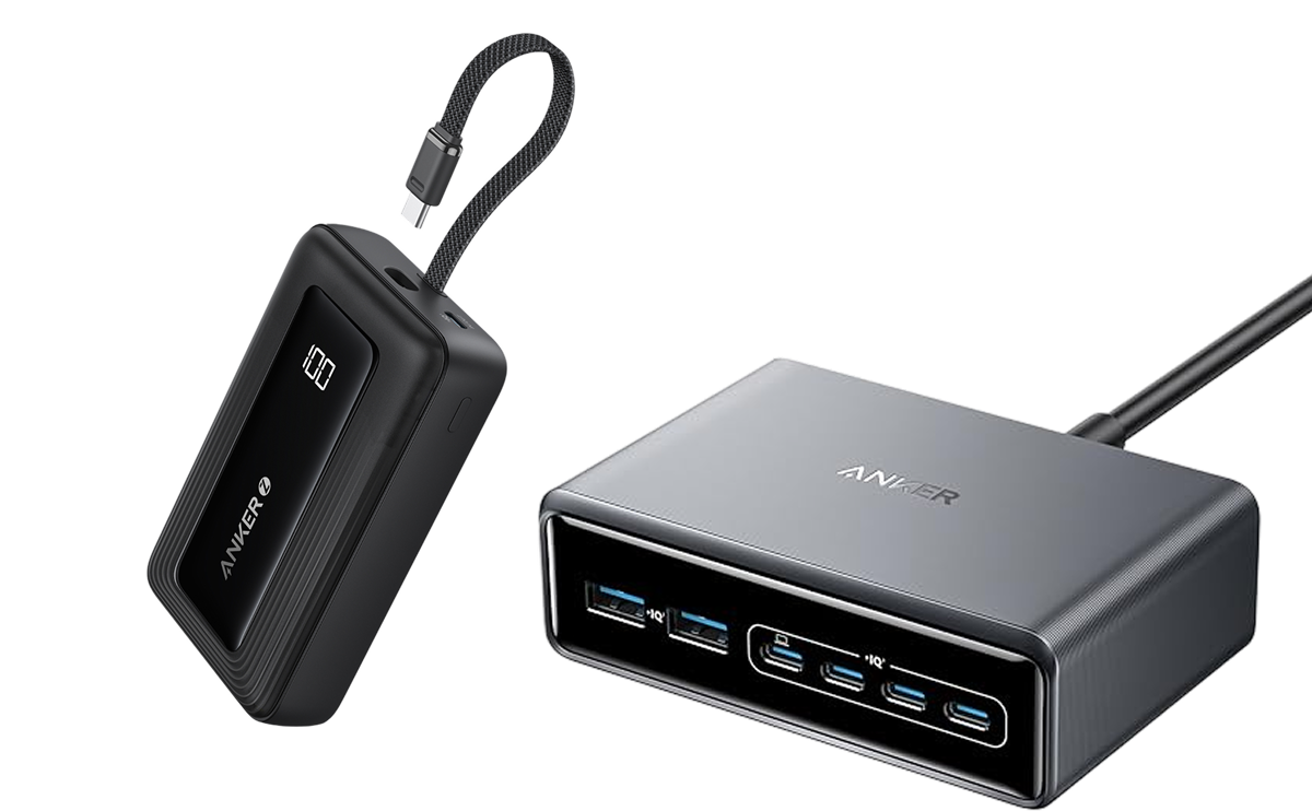 Anker Zolo Power Bank (20K, 30W, Built-In USB-C Cable) and Prime Charger (200W, 6 Ports, GaN)